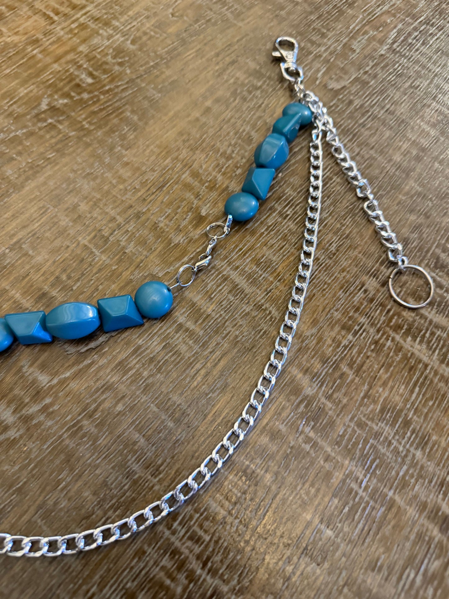 Jeans Chains, Beaded Jeans Chain, Fashion, 3 size selection, Silver, Teal Beads, FAN Design