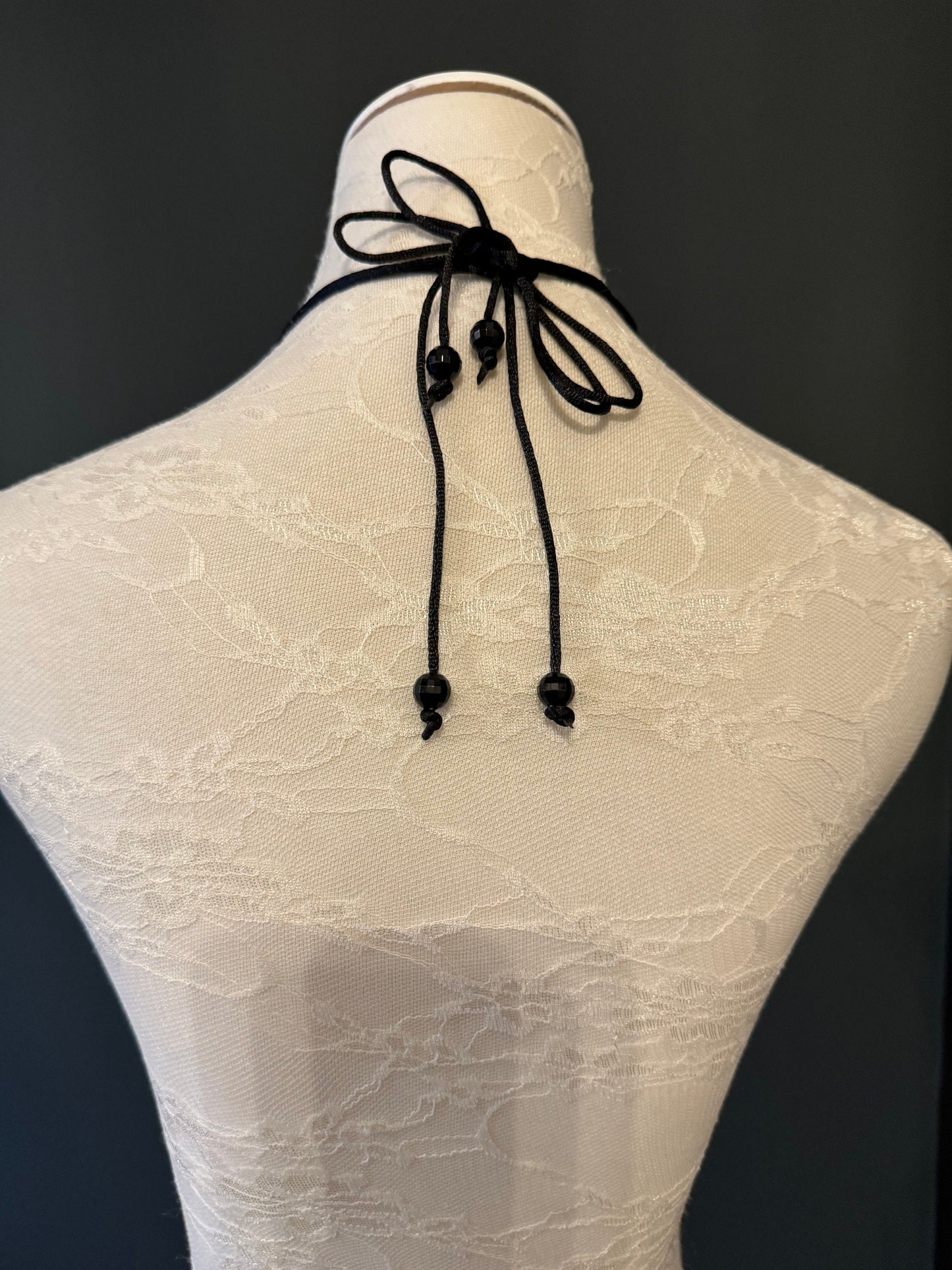 Black Faceted Bead Necklace, Vintage Style Statement Jewelry