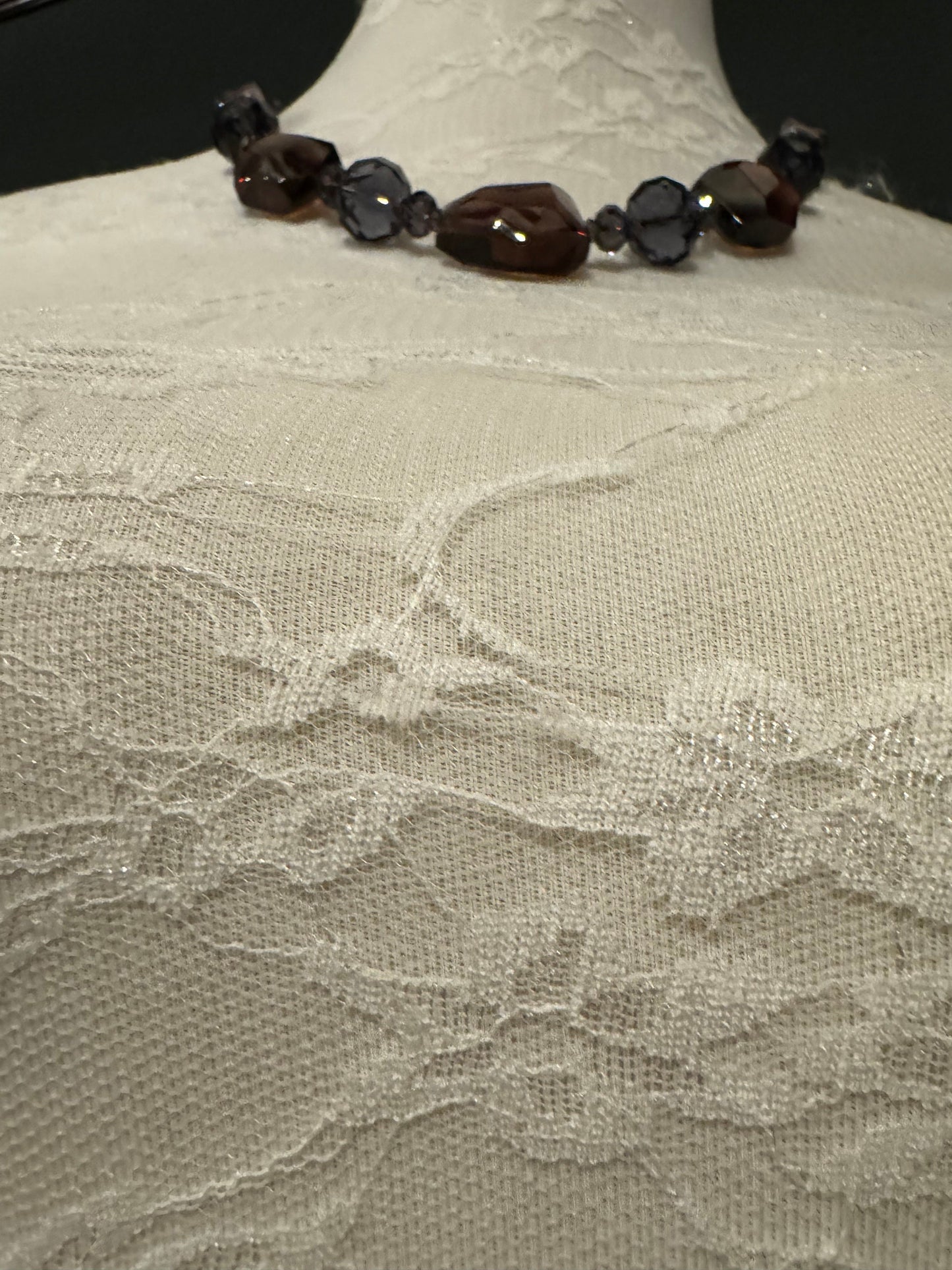 Vintage Style Beaded Statement Necklace, Warm Dark Tones
