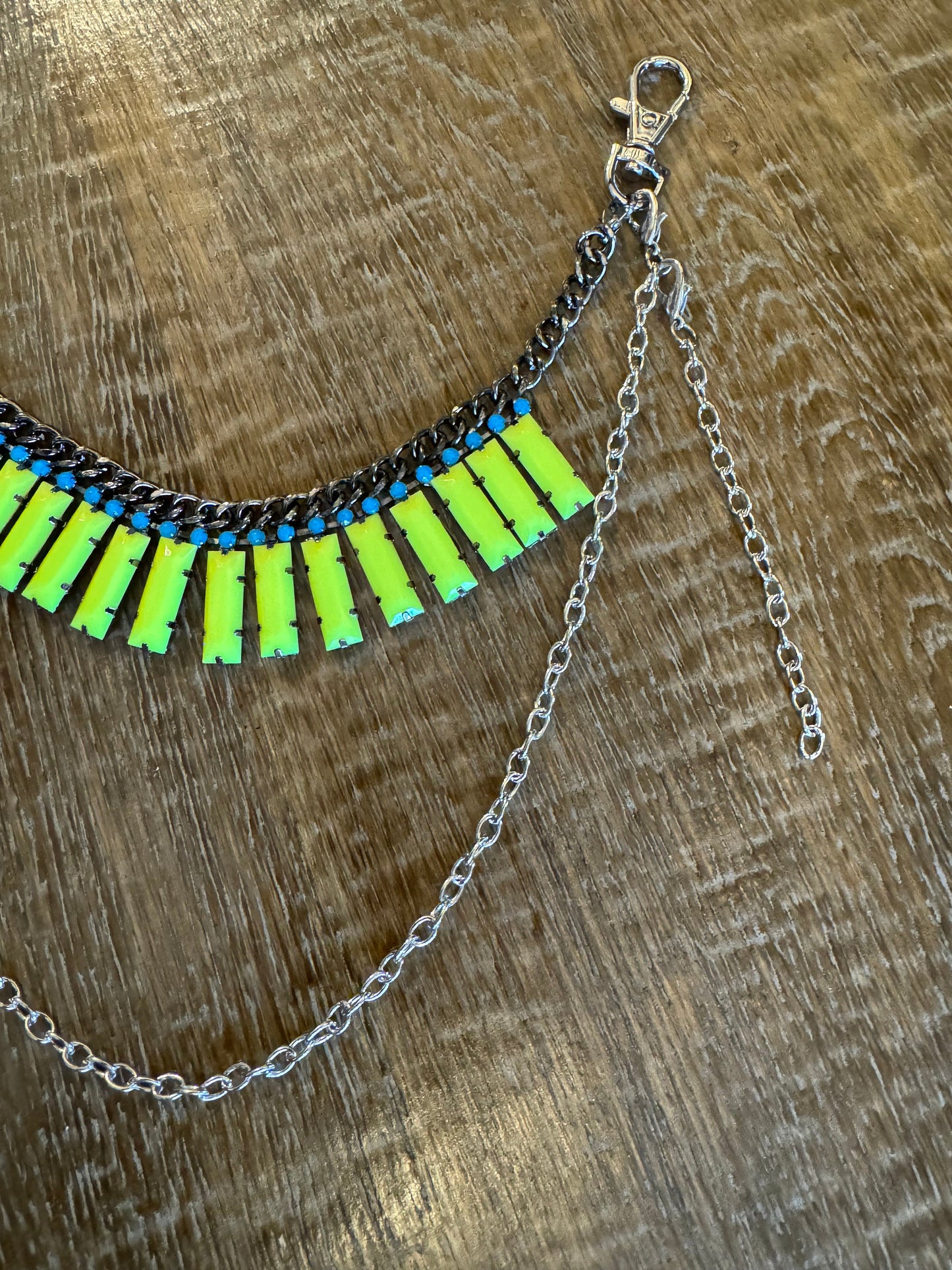 Handmade Neon Bead Jeans Chain, Silver Gunmetal Accessory