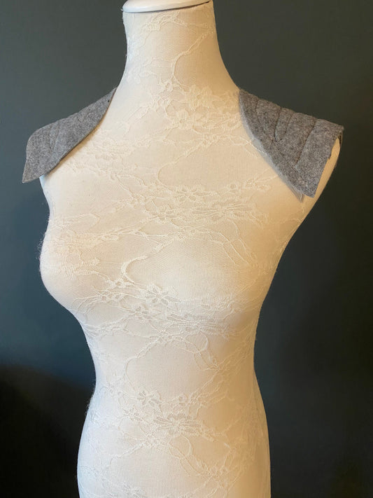 Pair shoulder pads for high fashion look, shaped for tailored jackets, padding, couture, tailoring, epaulette, vintage
