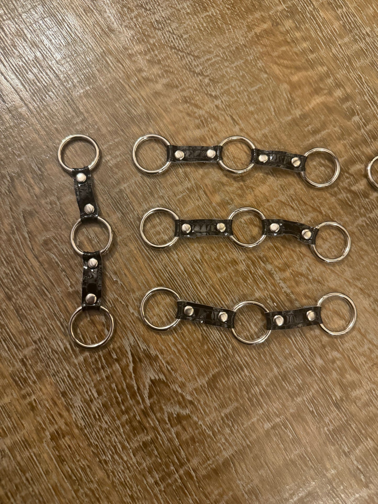 Studded Vegan Faux Leather 3 Rings Accessory