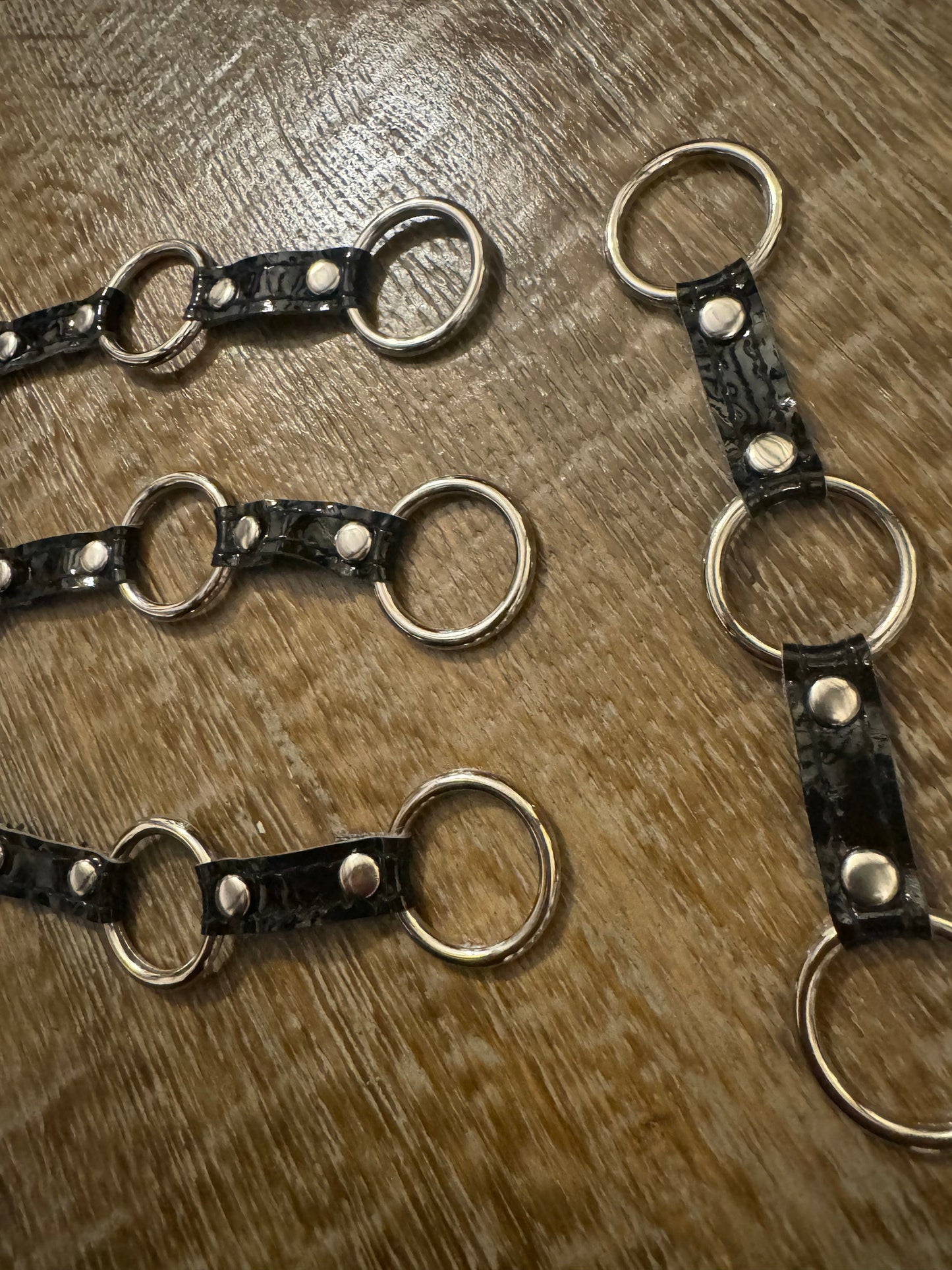 Studded Vegan Faux Leather 3 Rings Accessory