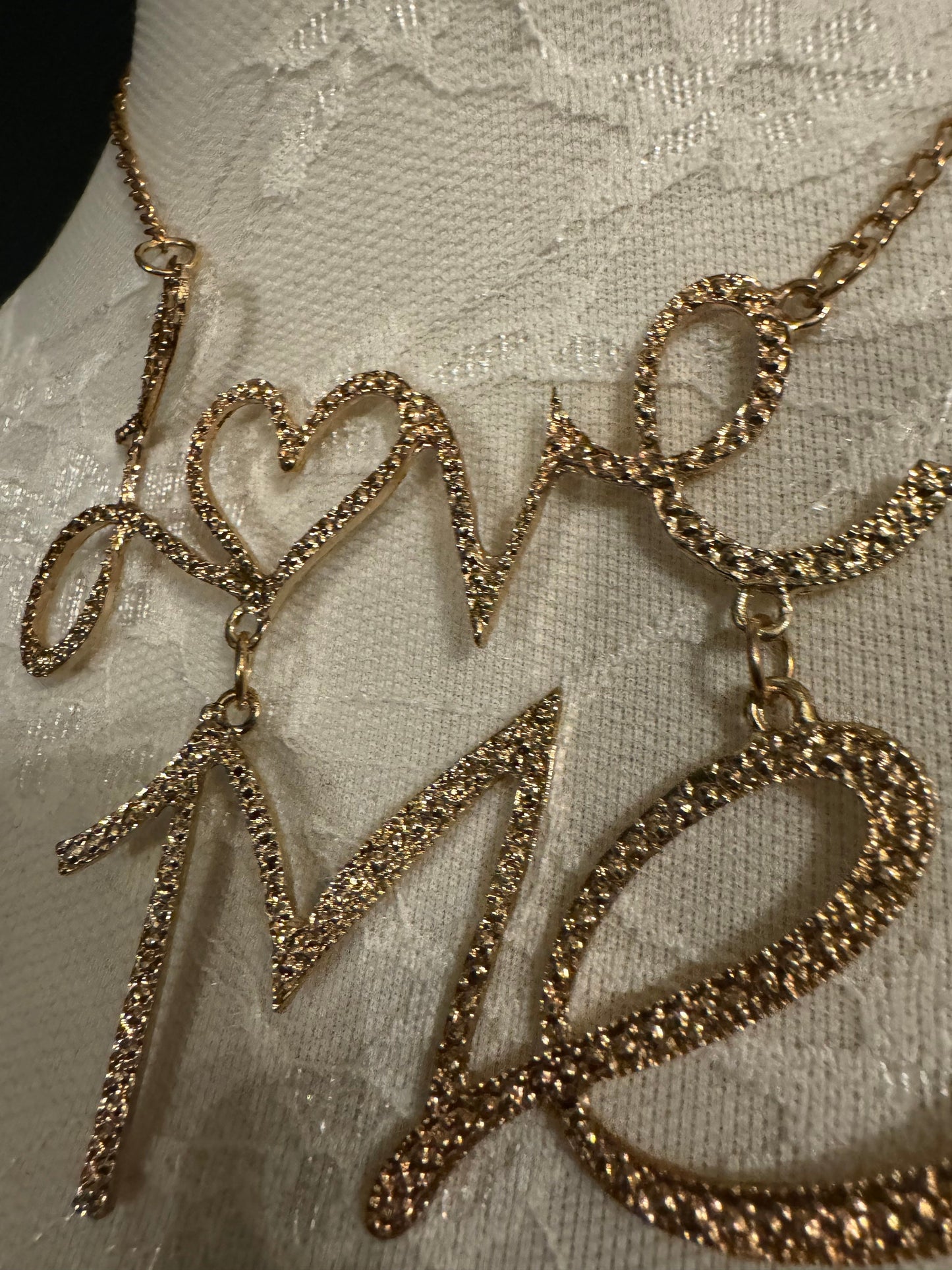 Gold Metal 'Love Me' Necklace, Adjustable Chain