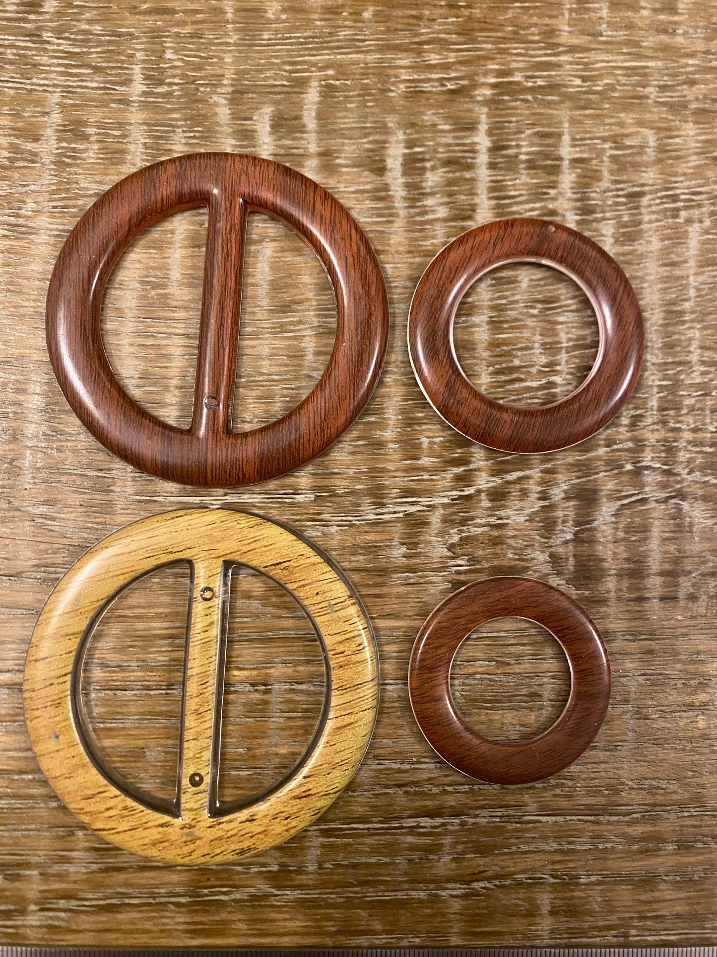 Mock Wood Buckles and Rings, Clothing Embellishments