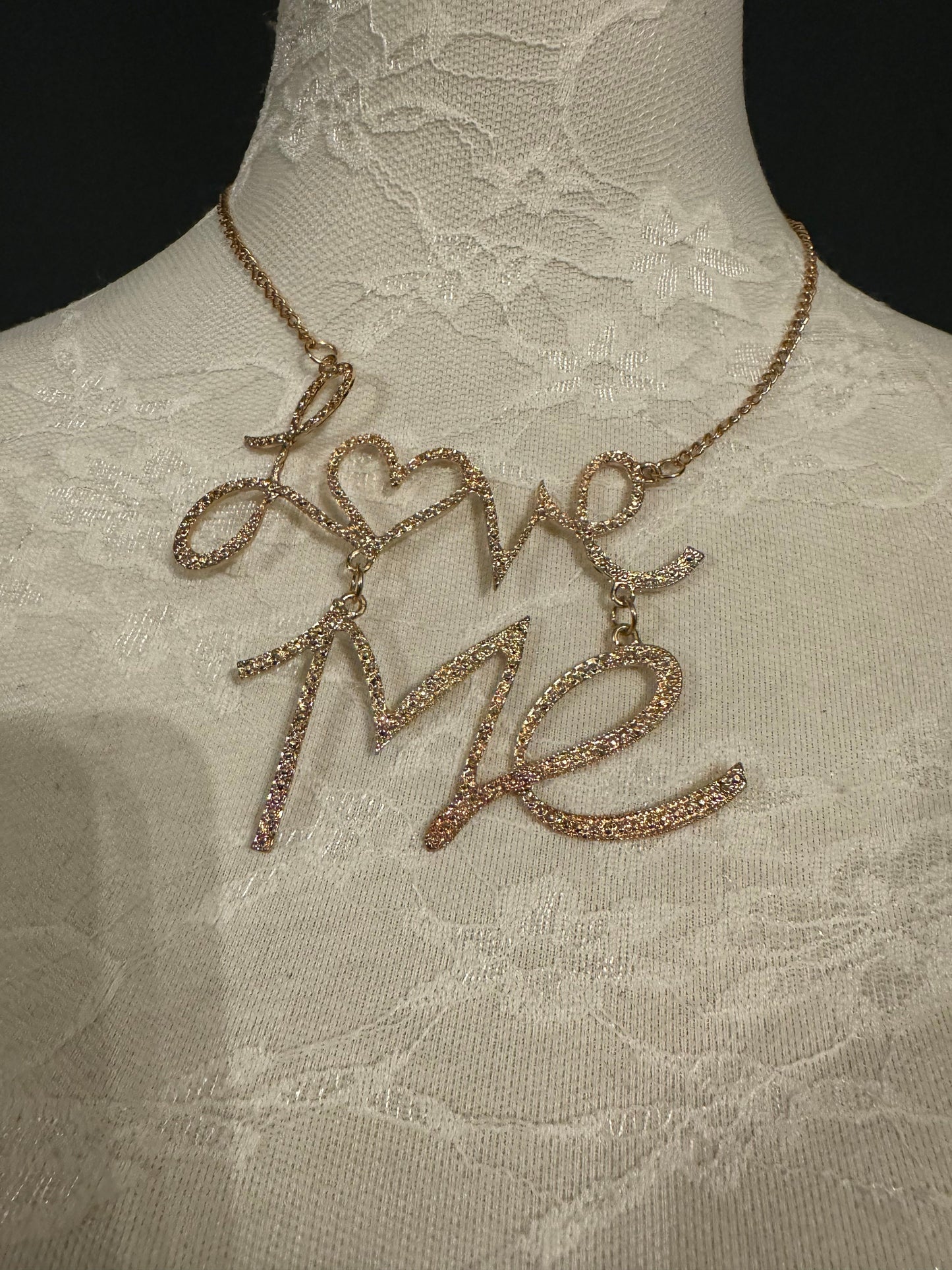 Gold Metal 'Love Me' Necklace, Adjustable Chain