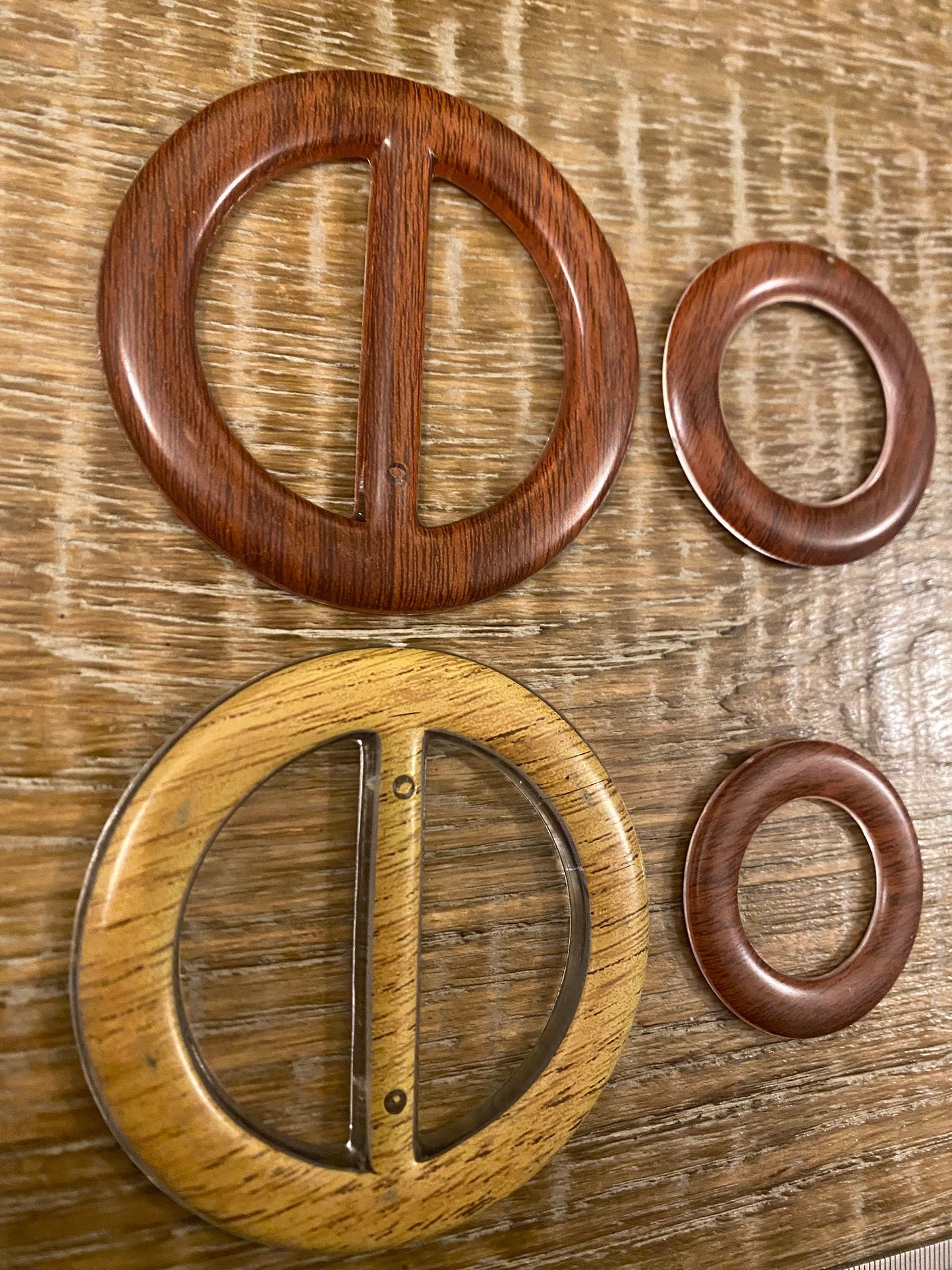 Mock Wood Buckles and Rings, Clothing Embellishments