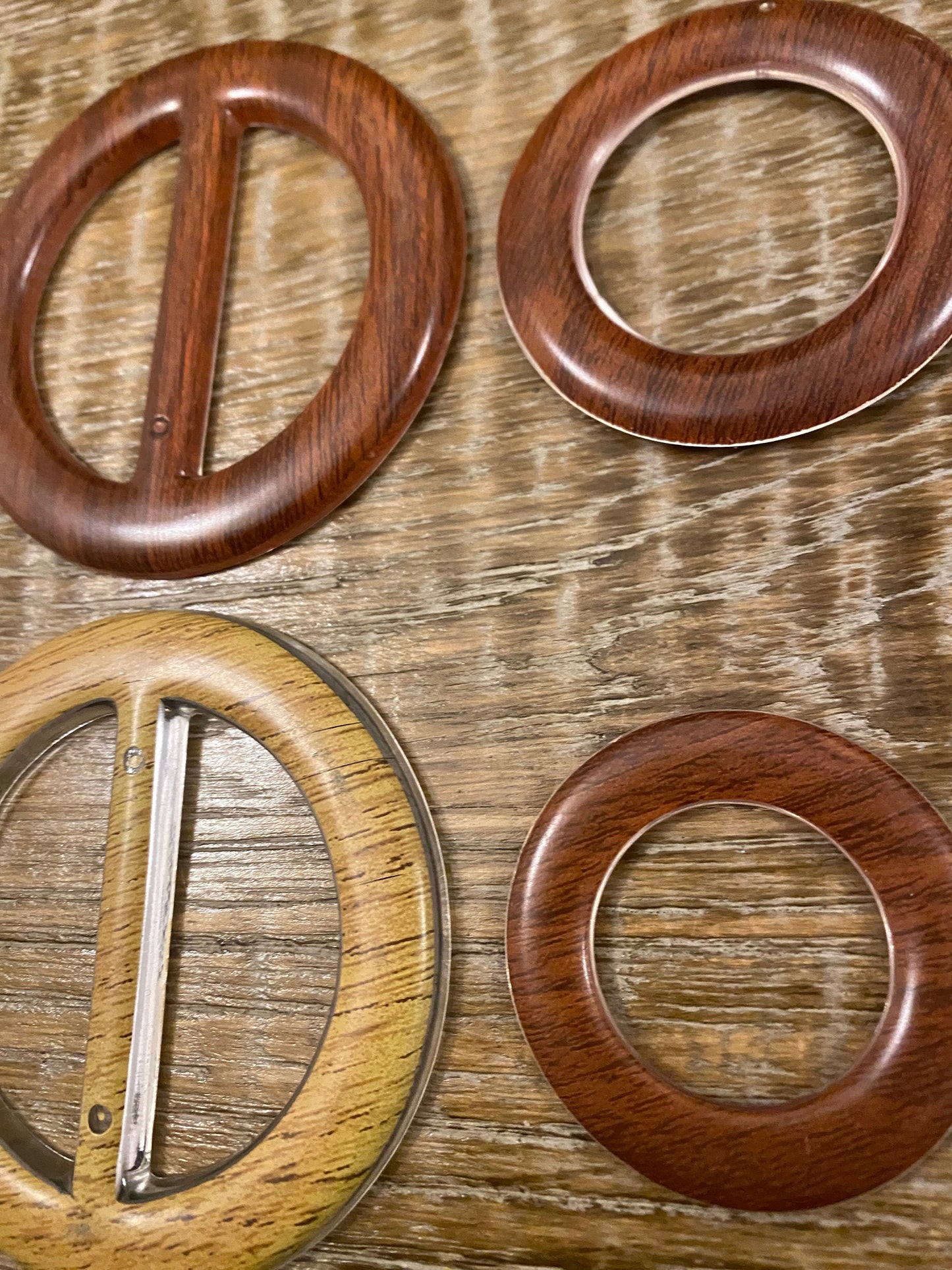 Mock Wood Buckles and Rings, Clothing Embellishments
