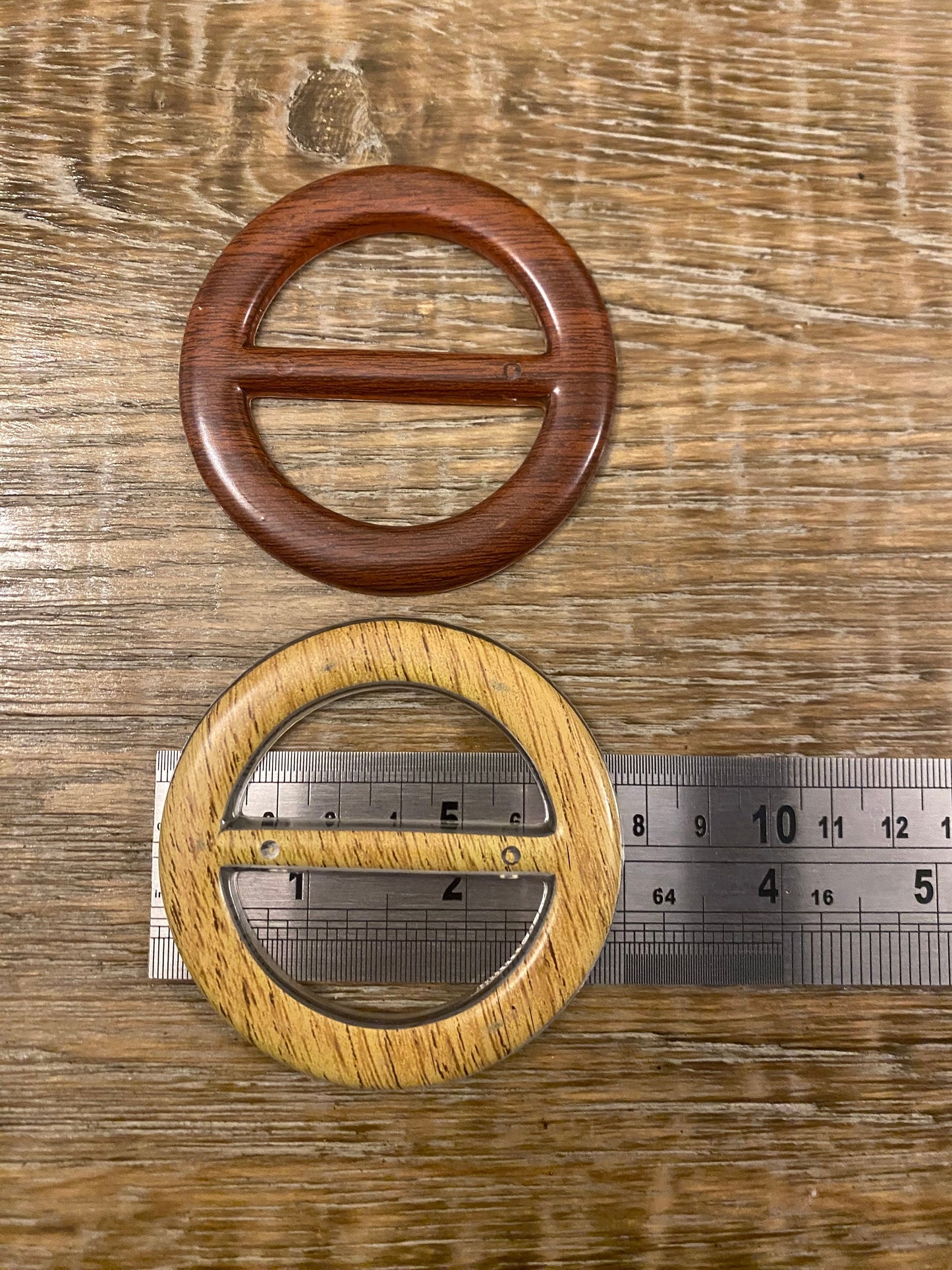 Mock Wood Buckles and Rings, Clothing Embellishments