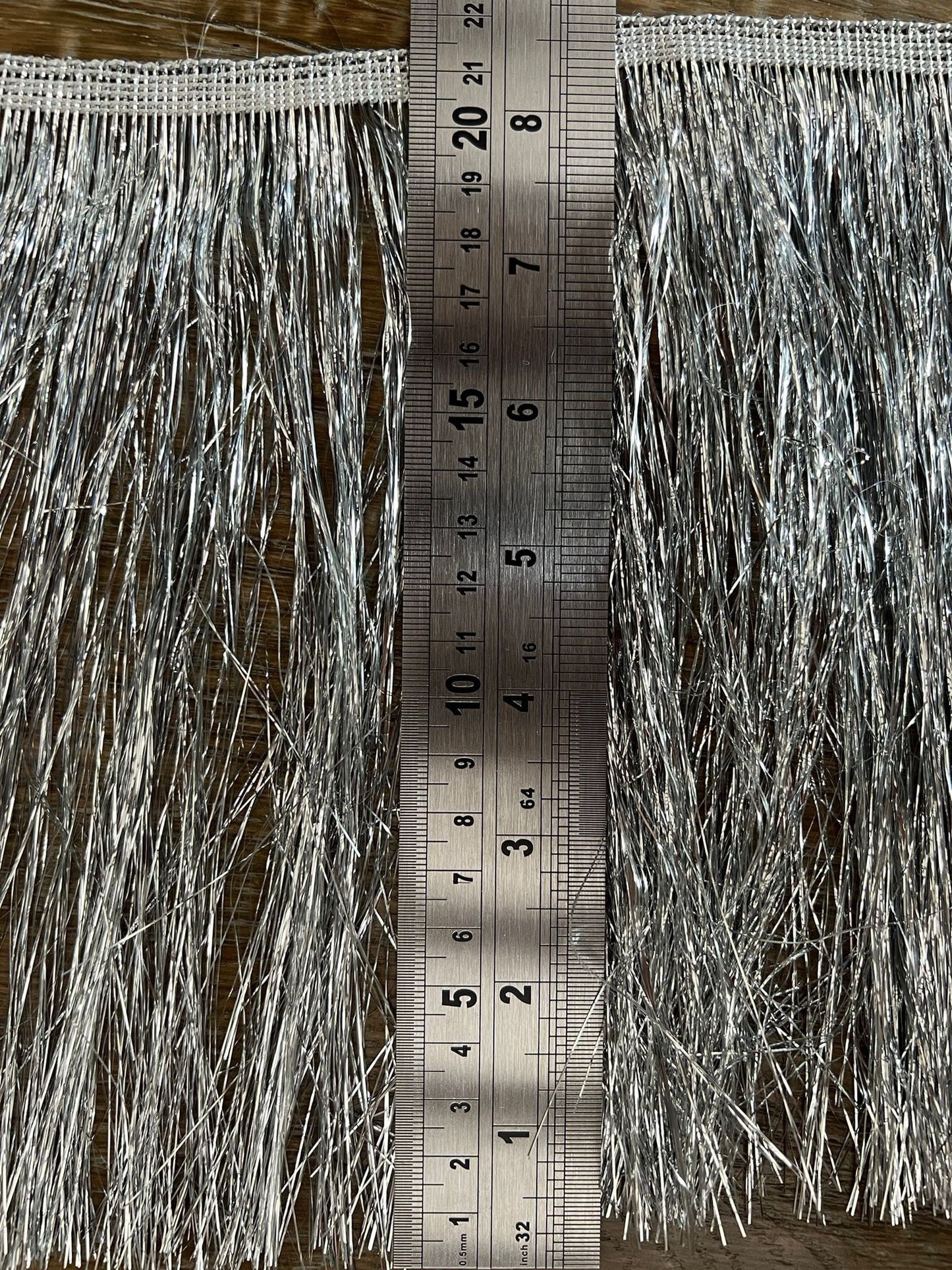 Silver Fringe Trim, 8" Wide, Dance Costume Accessory