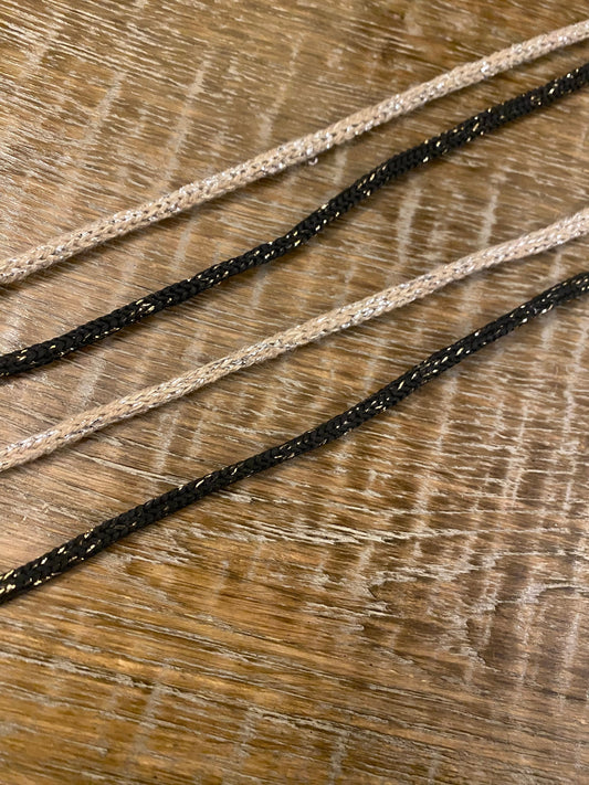 Knitted cord, Lurex Cord, Stone Gold, Black Silver, Cords, Crafts, Clothing