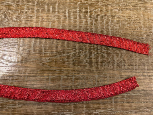 2cm Wide Red Lurex, Knitted Elastic, UK Made, FAN Design, Straps, Swimwear, Clothing, Crafts, Hairband, Red Elastic
