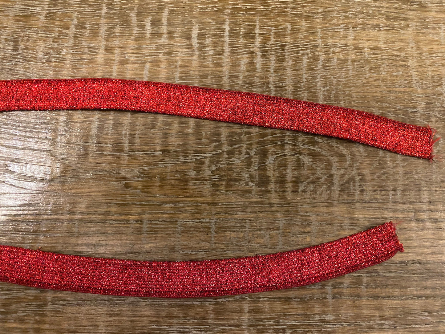 2cm Red Lurex Knitted Elastic, FAN Design, UK Made