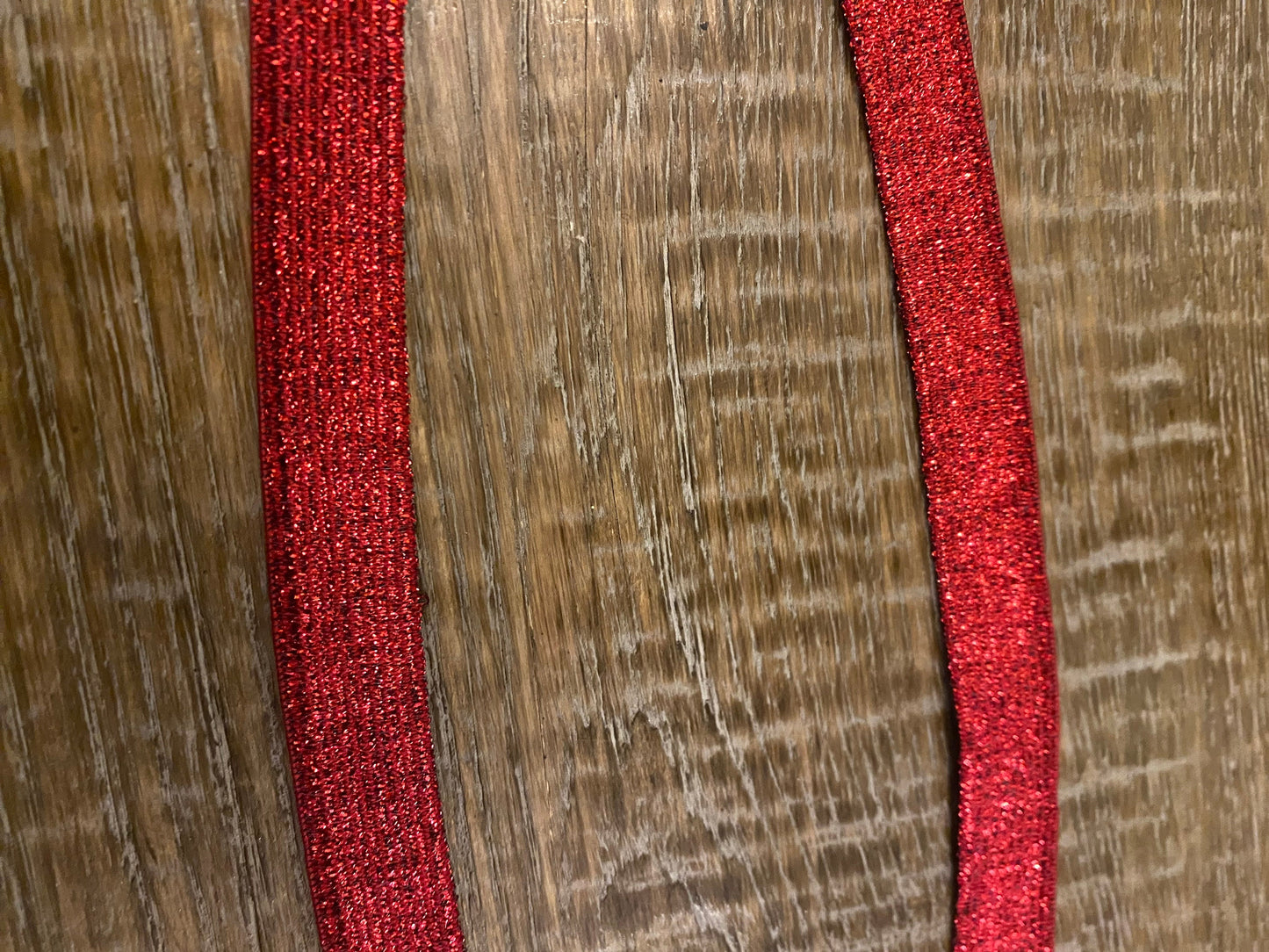 2cm Red Lurex Knitted Elastic, FAN Design, UK Made