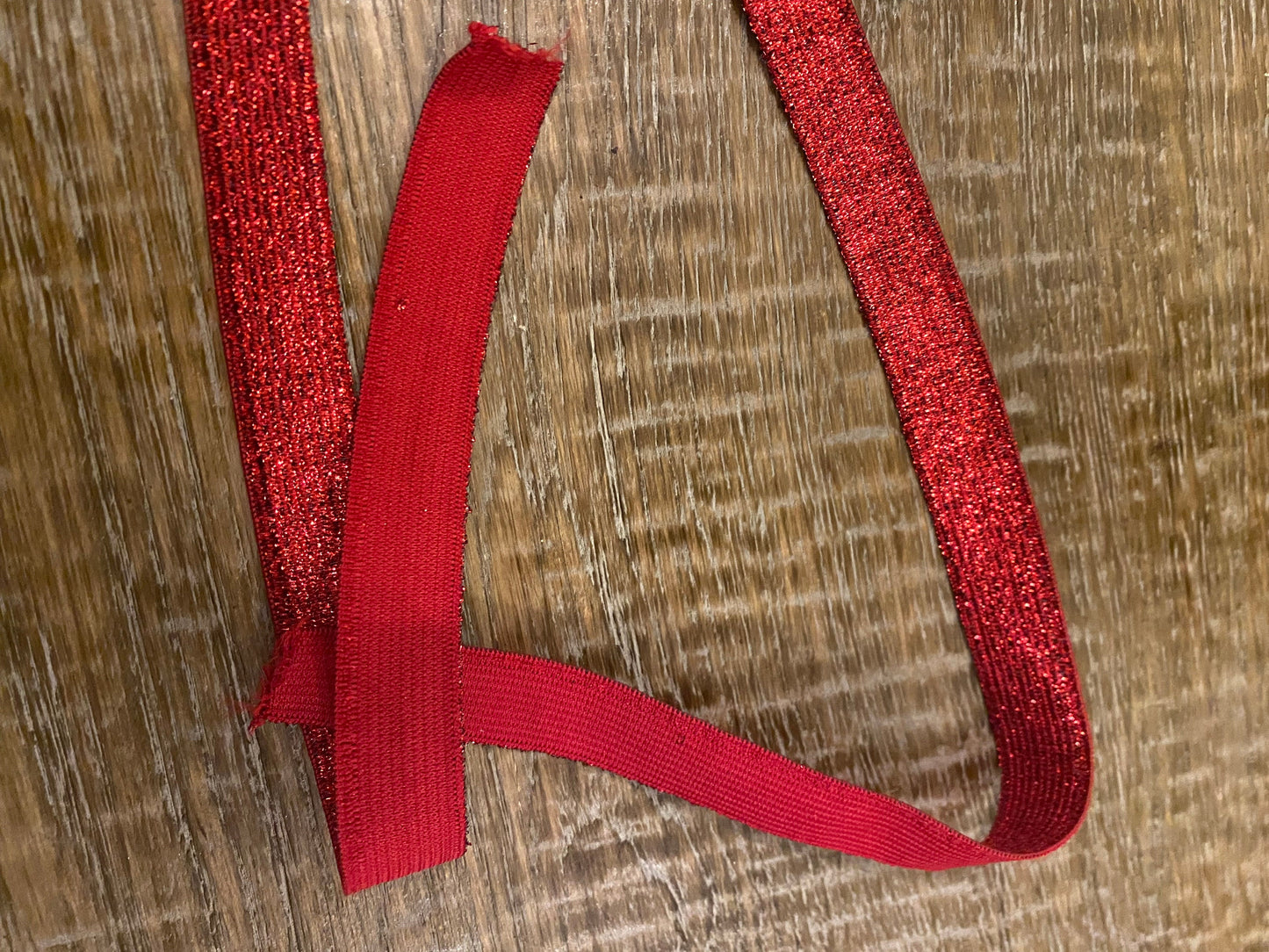 2cm Red Lurex Knitted Elastic, FAN Design, UK Made