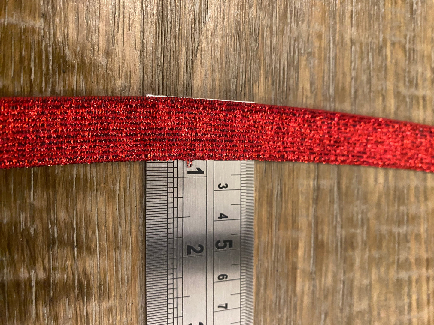 2cm Red Lurex Knitted Elastic, FAN Design, UK Made