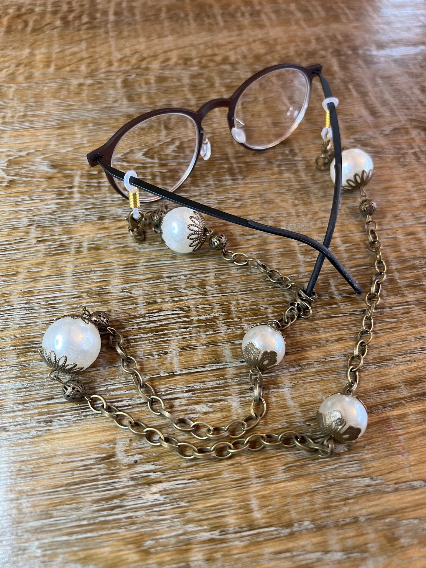 Handmade Beaded Pearl Glasses Chain, Unisex Spectacle Cord
