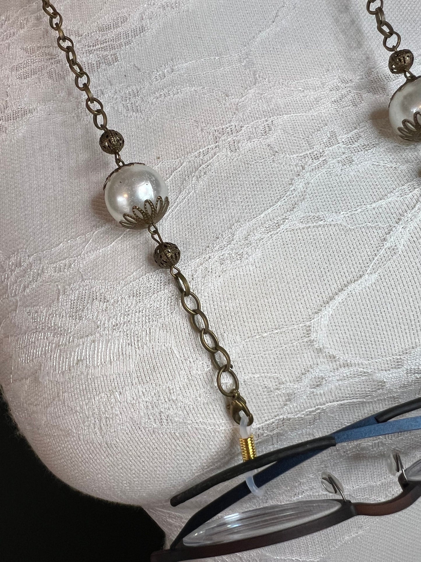 Handmade Beaded Pearl Glasses Chain, Unisex Spectacle Cord