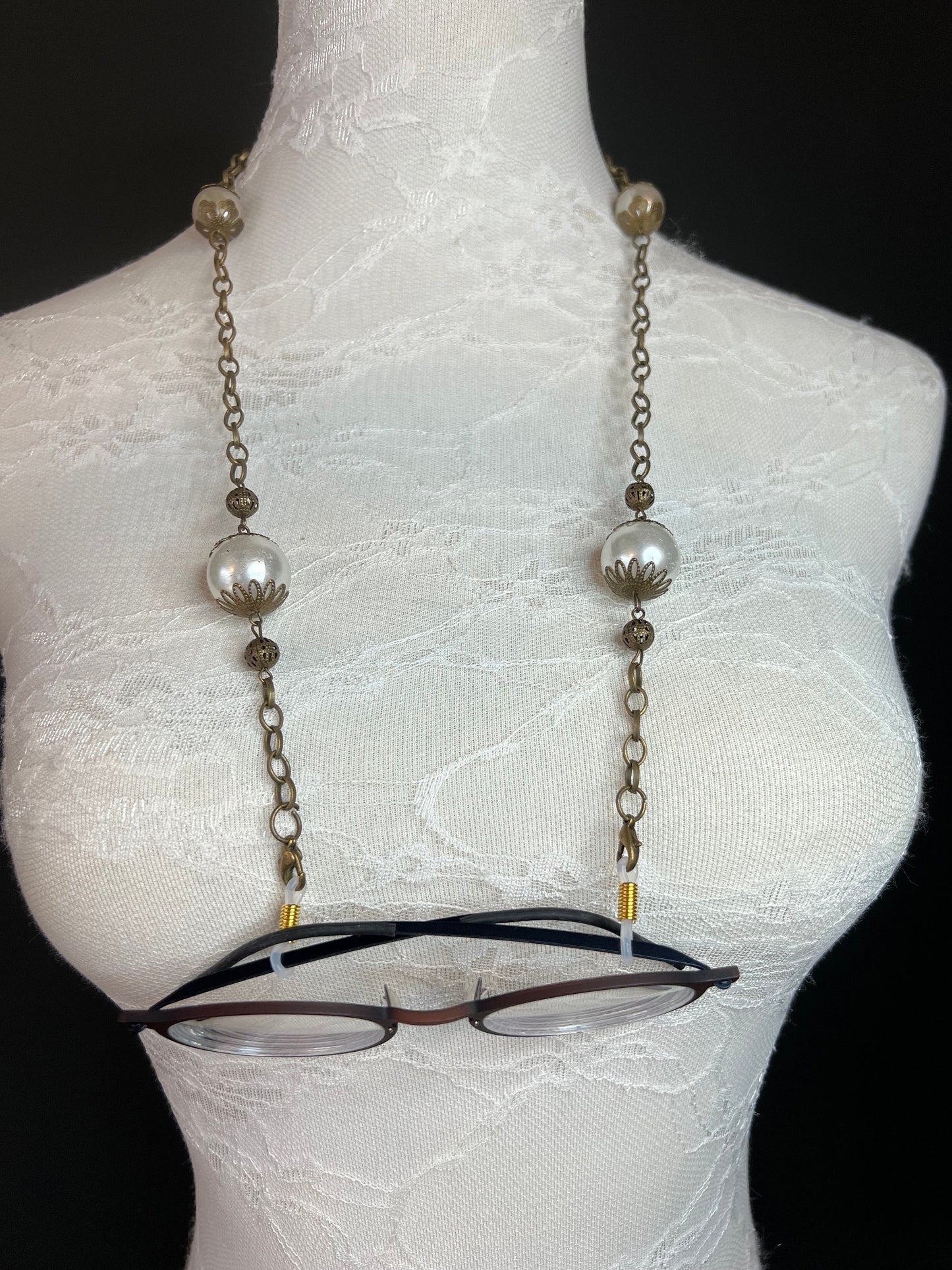 Handmade Beaded Pearl Glasses Chain, Unisex Spectacle Cord