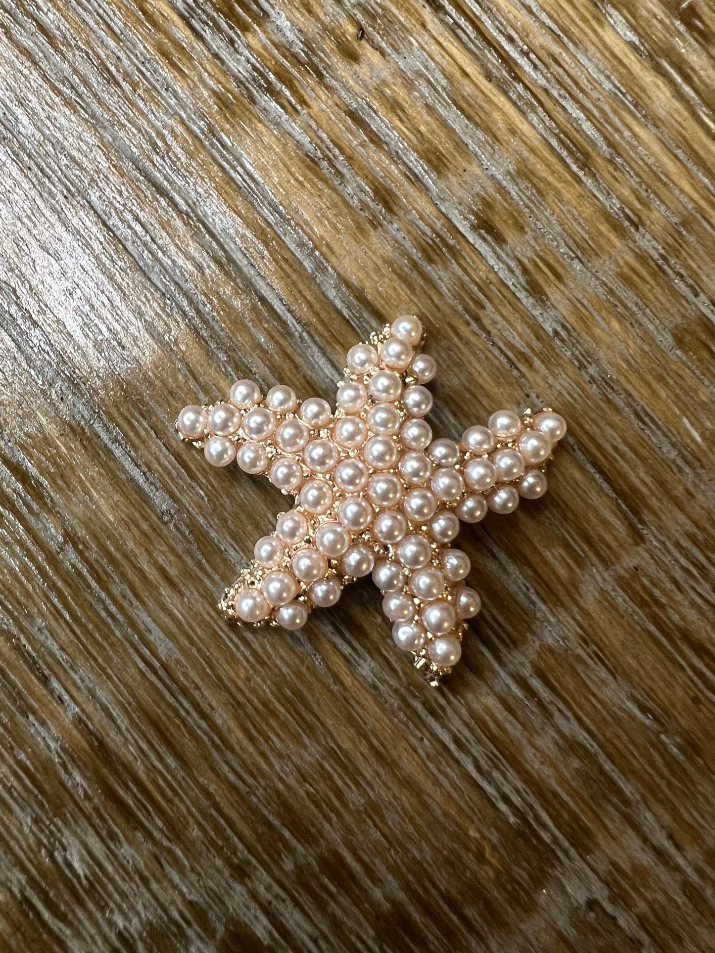 Loose Solid Starfish, Gold, Pearl, Rhinestone 3cm