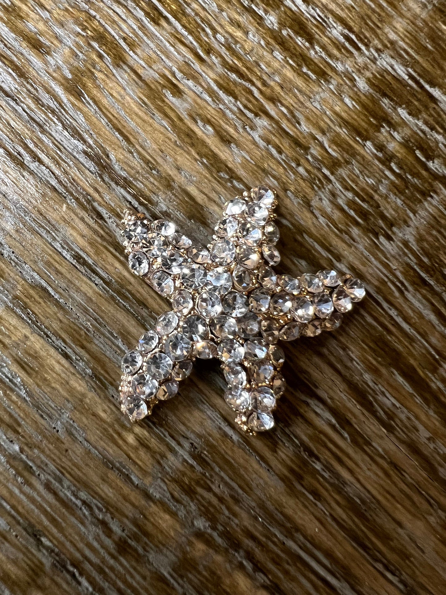 Loose Solid Starfish, Gold, Pearl, Rhinestone 3cm