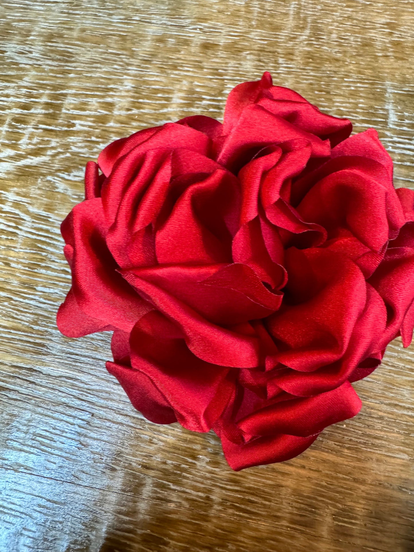 Large Handmade Satin Corsage Flower, Pin-On Brooch (4.5" Wide)