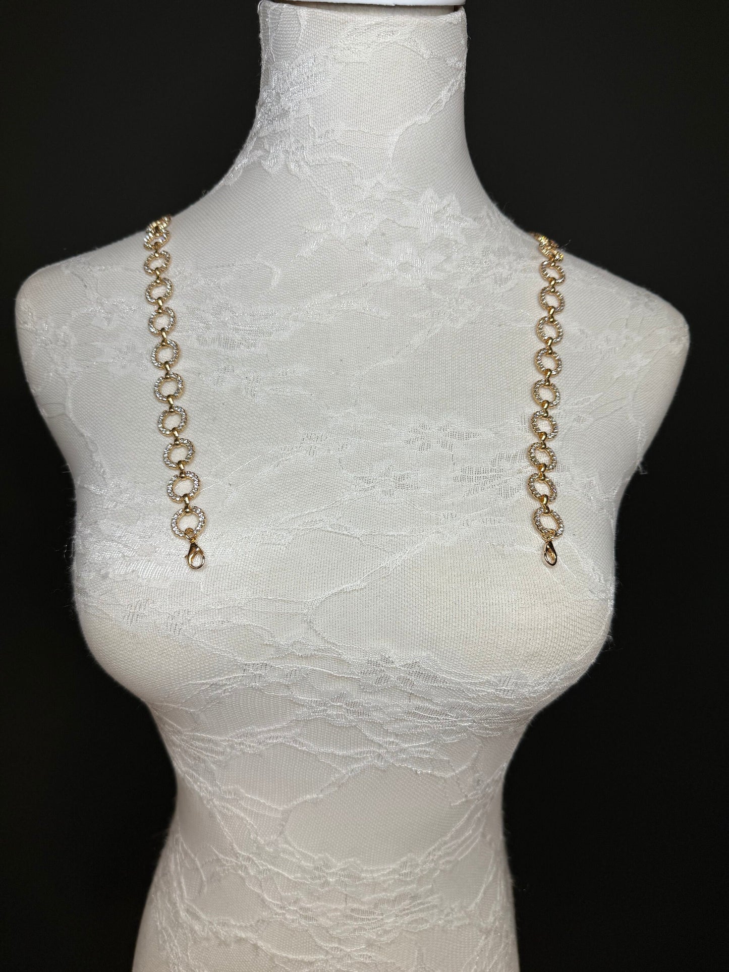 Diamanté Rhinestone Bridal Straps, 14mm, Silver or Gold (2pcs)