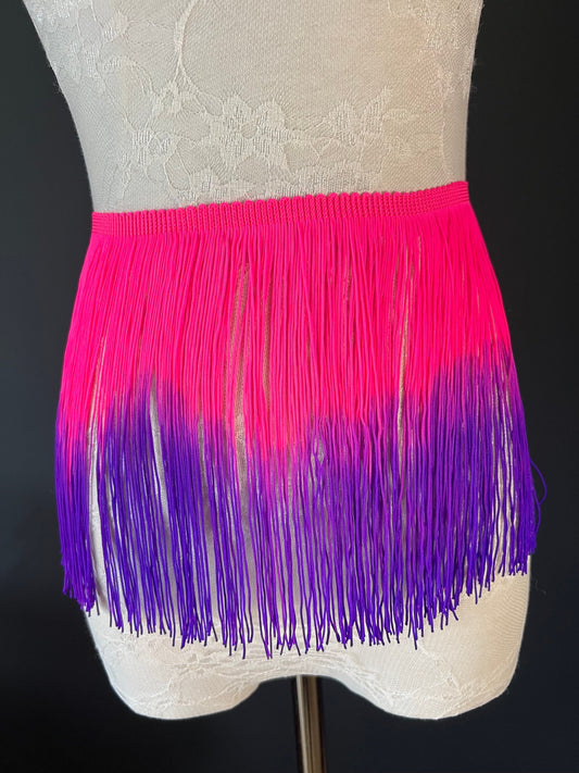 Ombre Tassel Fringe Trim, Pink Purple, 8" Wide