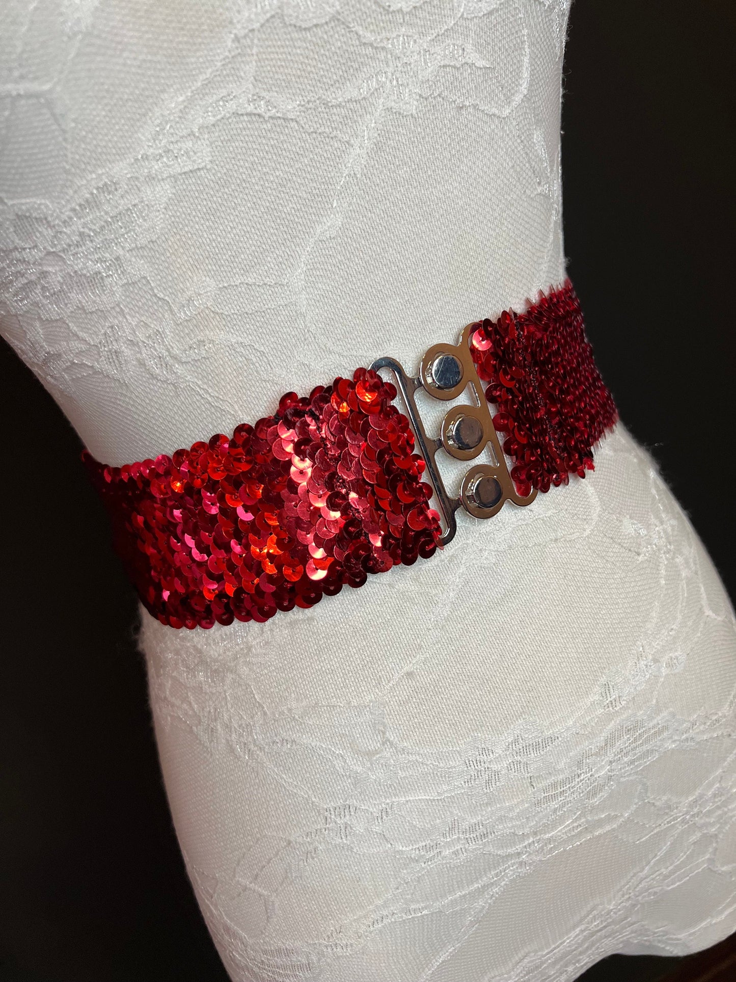 X-long 2” Wide Sequin Stretch Belt - Waist Sizes 18-60 inch, 9 Colours, Hand crafted, FAN Design, Partywear, Fashion Belt, Sequins Belt