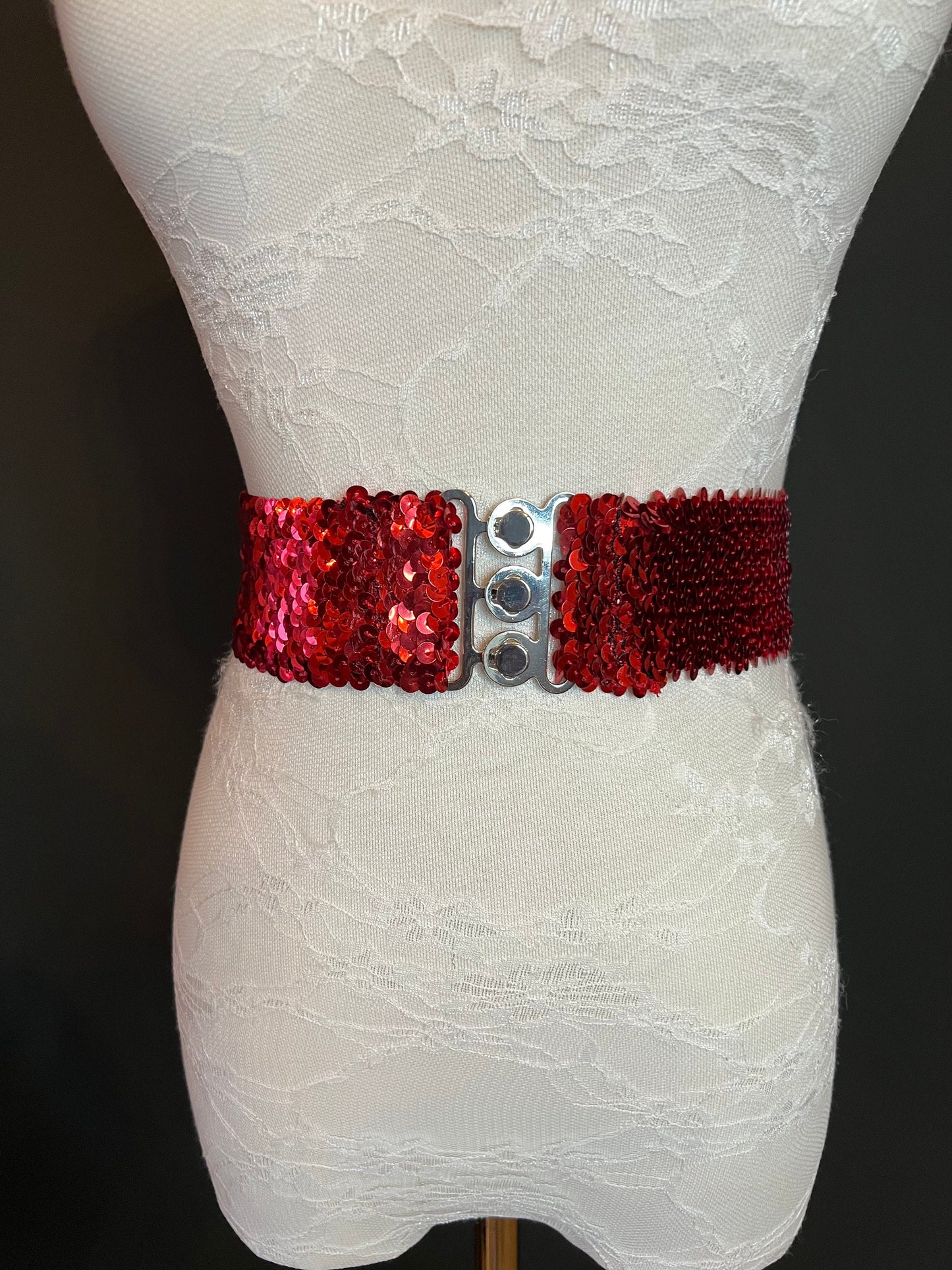X-long 2” Wide Sequin Stretch Belt - Waist Sizes 18-60 inch, 9 Colours, Hand crafted, FAN Design, Partywear, Fashion Belt, Sequins Belt