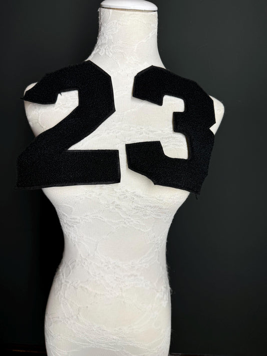 Badges, 2, 3, Numbers 2, 3, Sew on Badges, Black Large Appliqués, Sports, Jumpers, Bags, Tops, Easy Sew on, Glue on