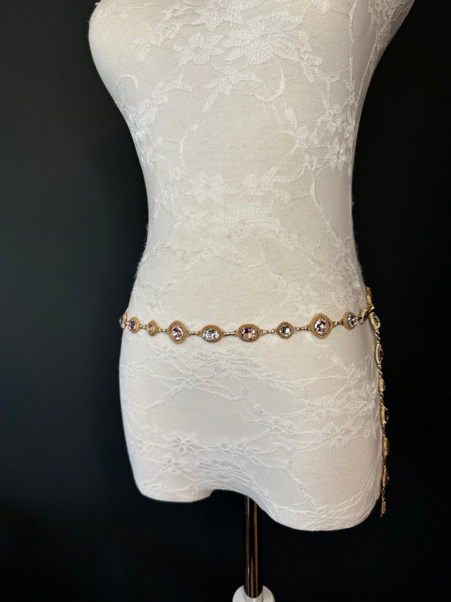 X-Long Belt, Jewel Rhinestone Belt, Chain Belt, Vintage Style Belt, Diamante Belt, Fashion Belt, Gift, Quality Belt, Elegant, Swimwear Belt