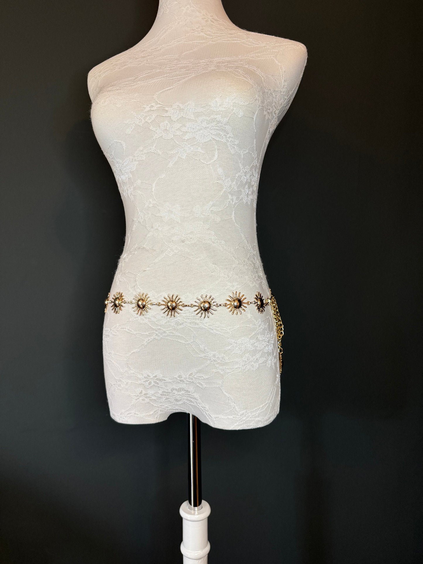 X-long Sun Design Belt, Metal Belt, Teen Sizes, UK Size 18”-60”, Fan Design, Holiday, Gold, Silver, Belt, Resortwear, Beach, Dress, Gift