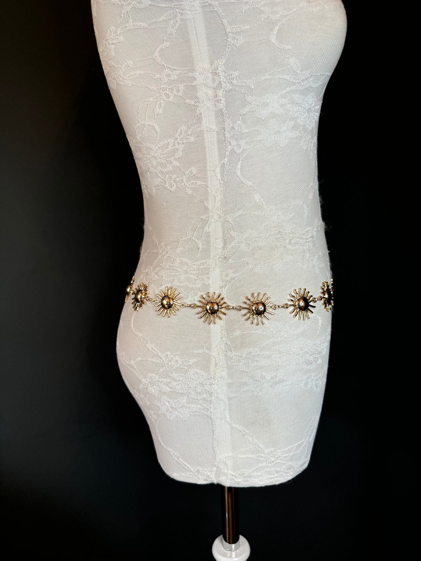 X-long Sun Design Belt, Metal Belt, Teen Sizes, UK Size 18”-60”, Fan Design, Holiday, Gold, Silver, Belt, Resortwear, Beach, Dress, Gift