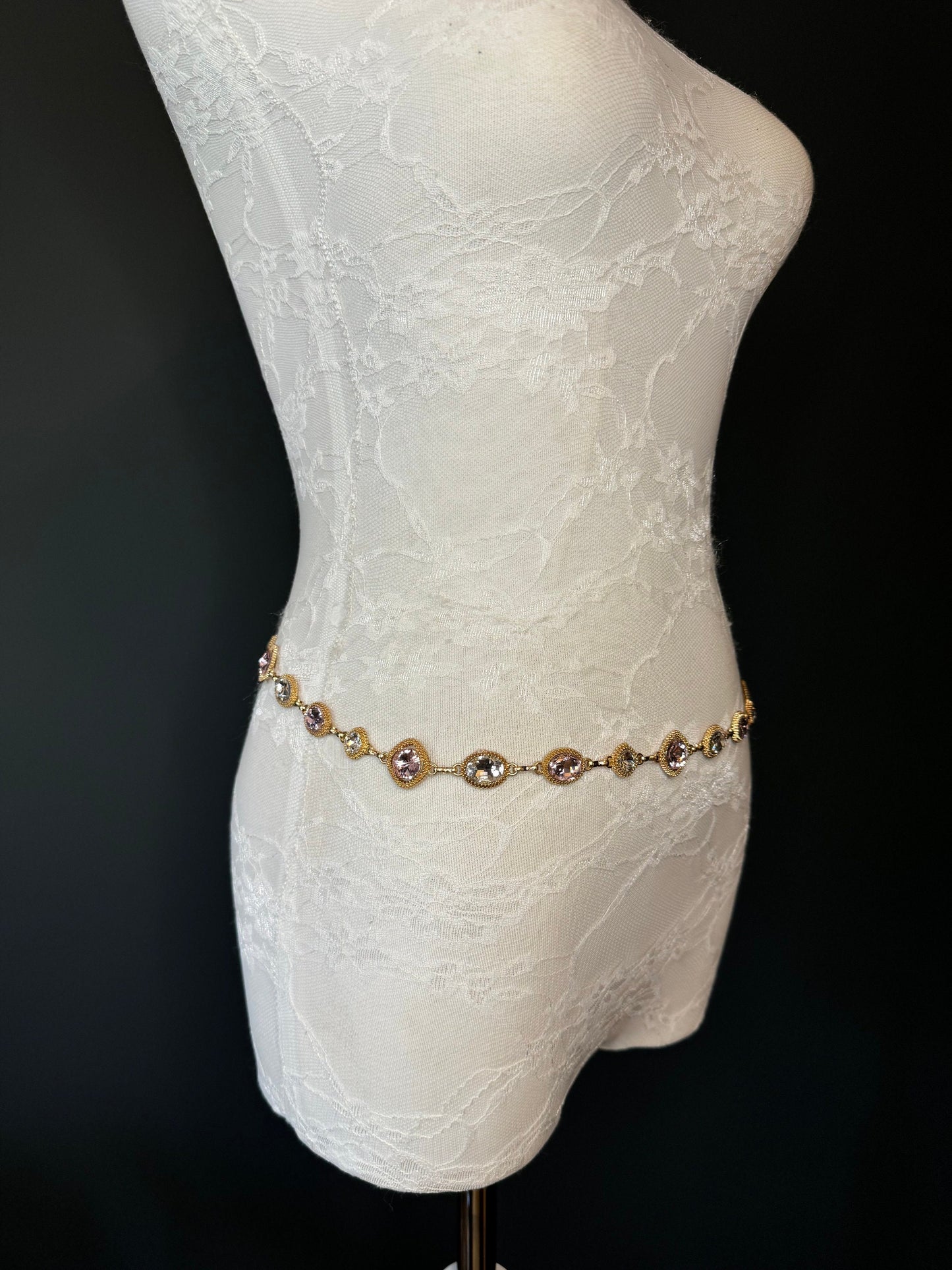 X-Long Belt, Jewel Rhinestone Belt, Chain Belt, Vintage Style Belt, Diamante Belt, Fashion Belt, Gift, Quality Belt, Elegant, Swimwear Belt