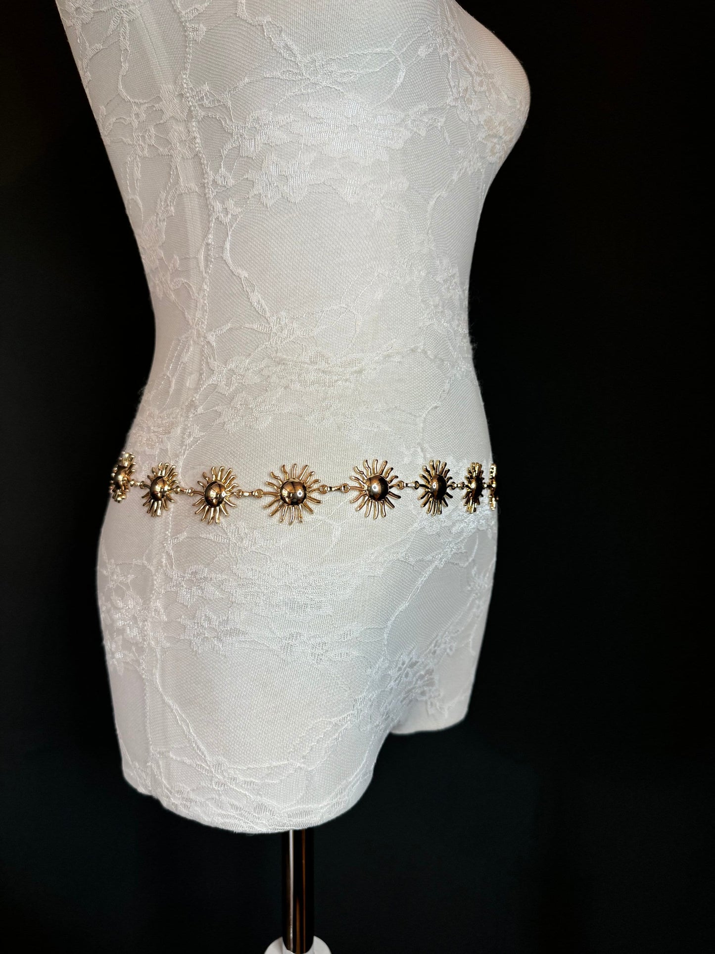 X-long Sun Design Belt, Metal Belt, Teen Sizes, UK Size 18”-60”, Fan Design, Holiday, Gold, Silver, Belt, Resortwear, Beach, Dress, Gift