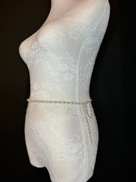 Pearl Belt, Full Length Pearl Belt, UK sizes 18”-70” Plus Sizes, Cream Pearl Belt, Swimwear, Dresses, Top, Accessory, Fashion, FAN Design