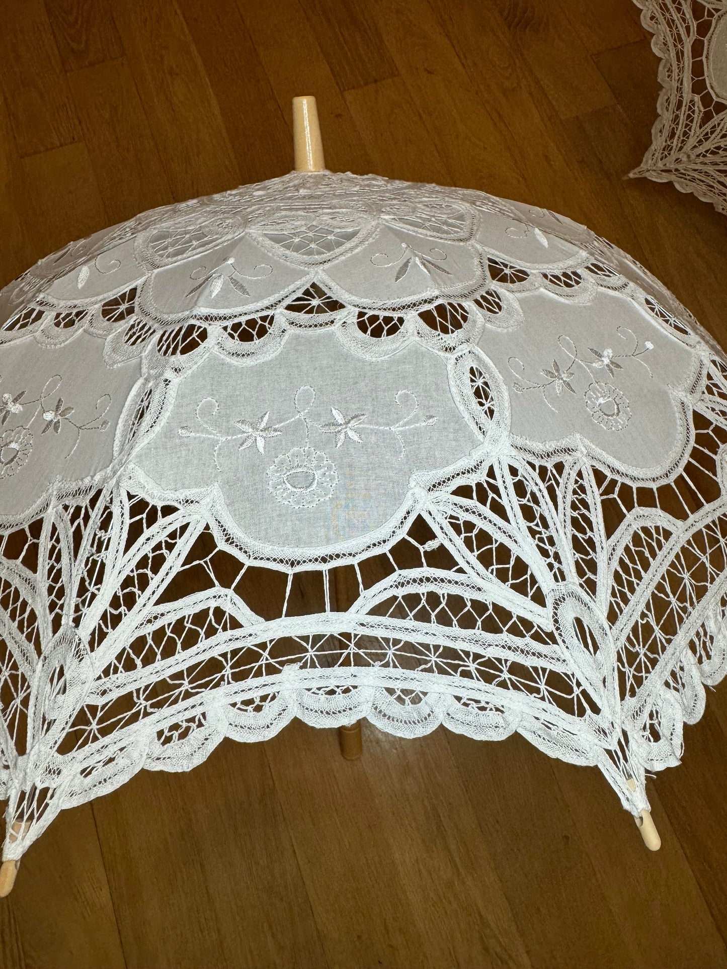 Lace Bridal Shower Umbrella Parasol, Battenburg Lace, High Quality, Ivory 36”, White 38”, Gifts, Baby Shower, Events, Displays, Handmade