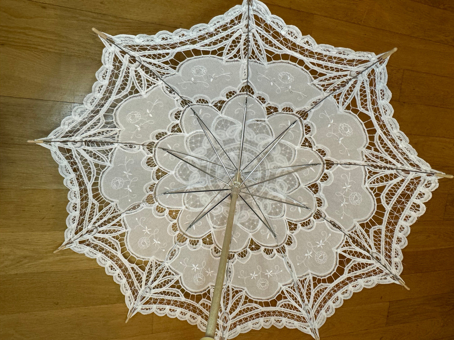 Lace Bridal Shower Umbrella Parasol, Battenburg Lace, High Quality, Ivory 36”, White 38”, Gifts, Baby Shower, Events, Displays, Handmade