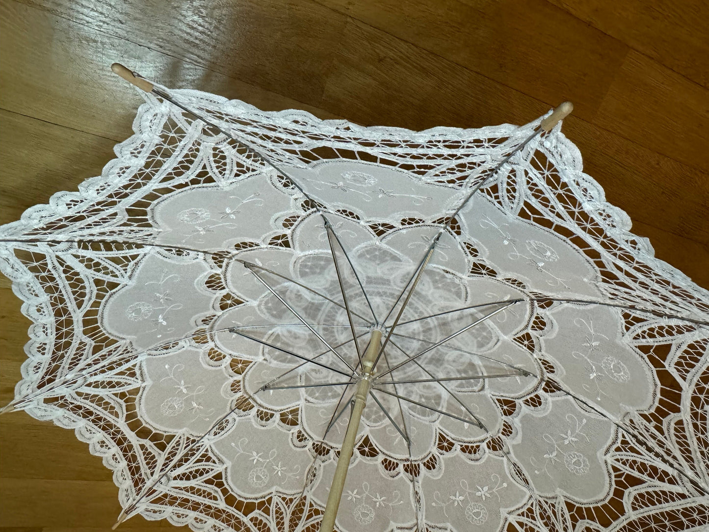 Lace Bridal Shower Umbrella Parasol, Battenburg Lace, High Quality, Ivory 36”, White 38”, Gifts, Baby Shower, Events, Displays, Handmade