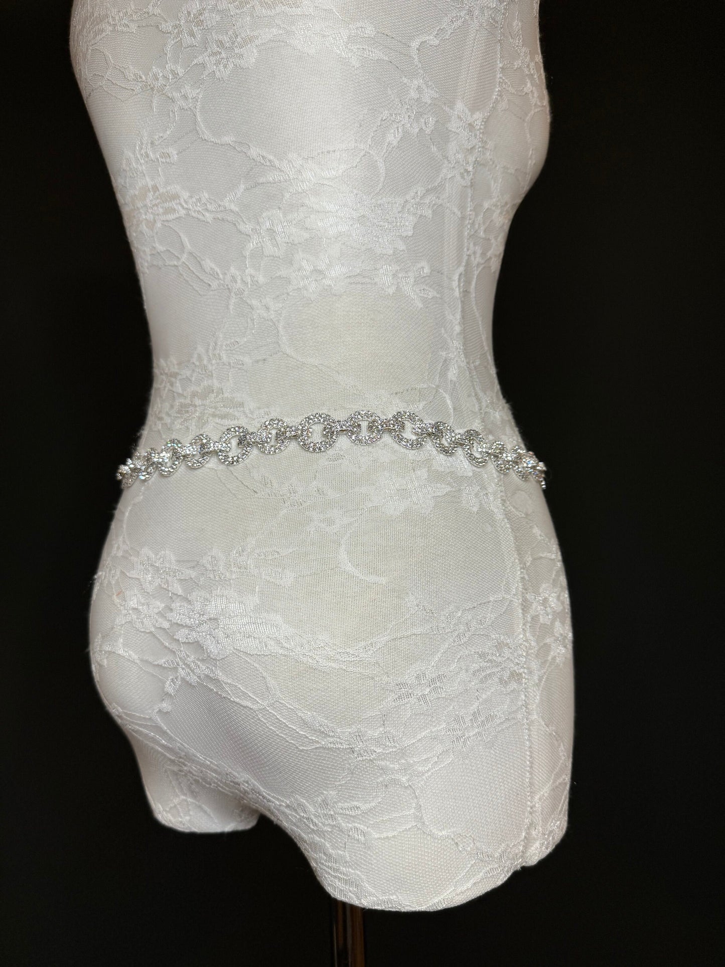 X-long Rhinestone Diamante Ring Belt, Belt, Teen Sizes, Sizes 18”-60”, Fan Design, Fan Collection, Silver Metal Jewel, Fashion Accessory