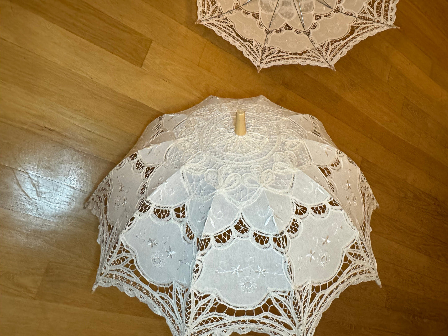 Lace Bridal Shower Umbrella Parasol, Battenburg Lace, High Quality, Ivory 36”, White 38”, Gifts, Baby Shower, Events, Displays, Handmade