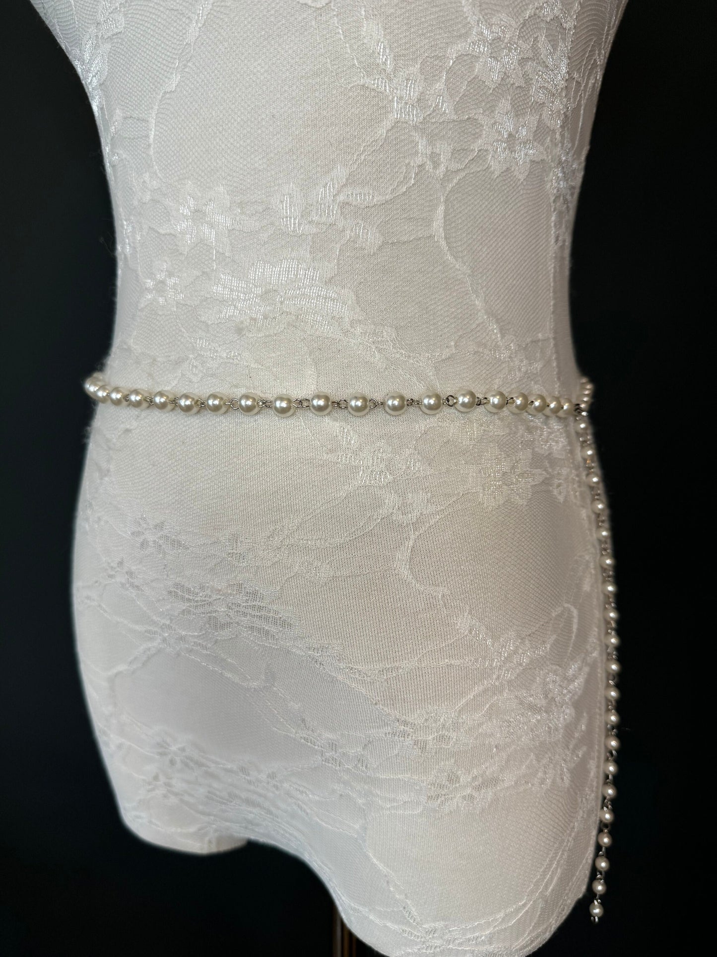 Pearl Belt, Full Length Pearl Belt, UK sizes 18”-70” Plus Sizes, Cream Pearl Belt, Swimwear, Dresses, Top, Accessory, Fashion, FAN Design