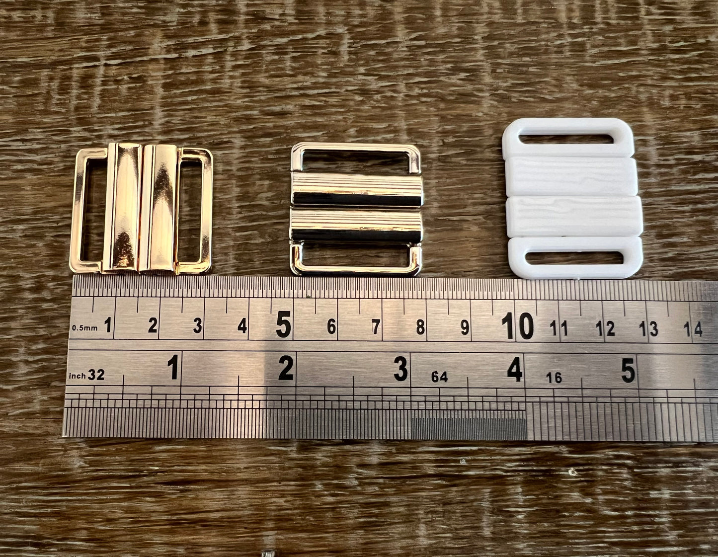 30mm Buckle, Two Part Buckle, Light Gold, Silver, White, Swimwear Buckle, High Quality, Shiny Finish, Metal Buckle, Plastic Buckle