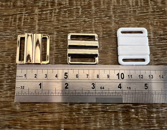 30mm Buckle, Two Part Buckle, Light Gold, Silver, White, Swimwear Buckle, High Quality, Shiny Finish, Metal Buckle, Plastic Buckle