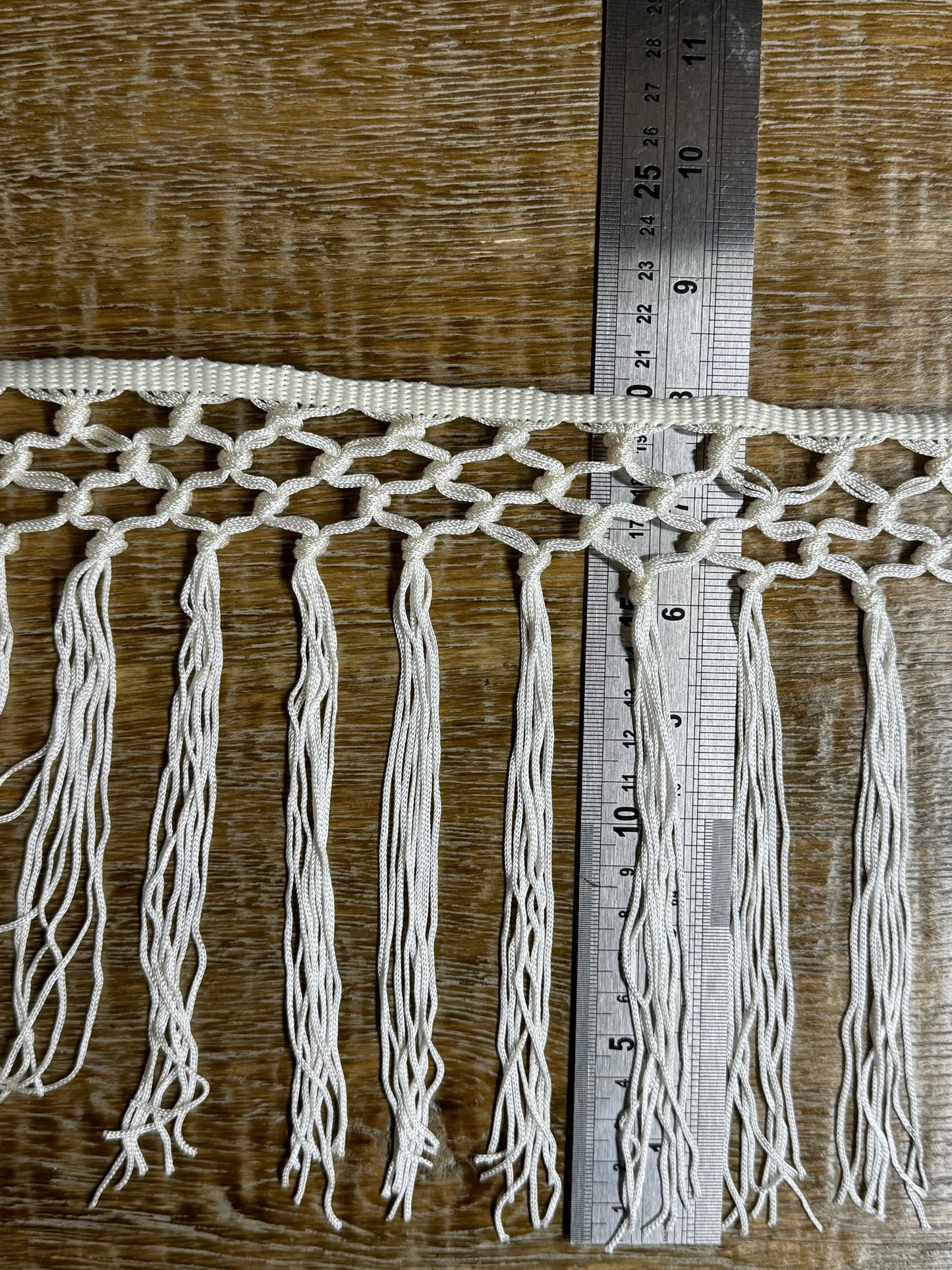 10” wide knotted  fringe, elegant fringe, ivory, quality fringe trimming, Rayon Quality fringe, UK made Very High Quality, Furnishing, Decor