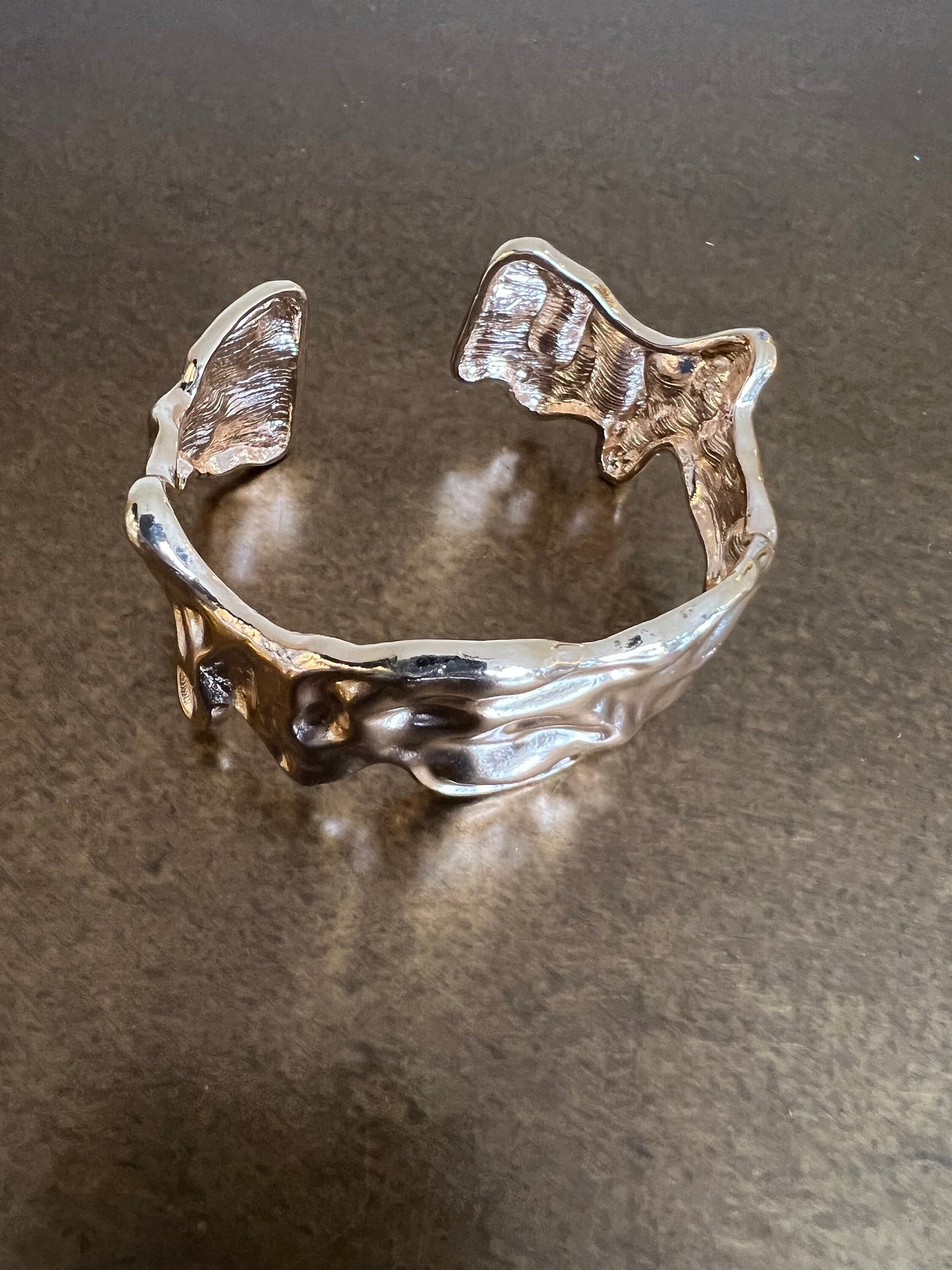 Gold Hammered Metal Cuff Bracelet FAN Accessory