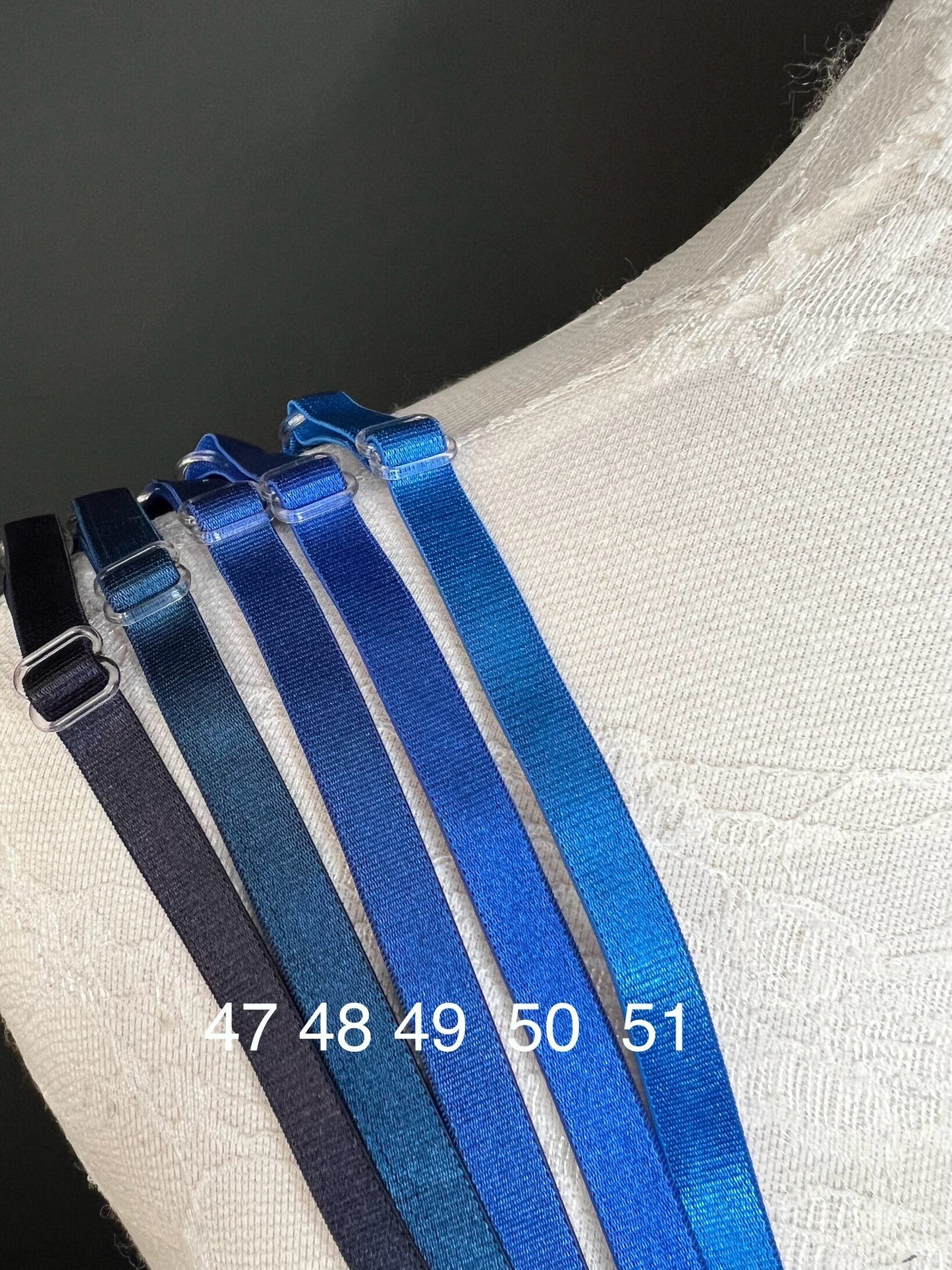 Bra Straps, Bra Elastic, Sewing Bra Straps, 82 Colours, Adjustable, Sew on, Lingerie, 6mm, 10mm, Blue tones