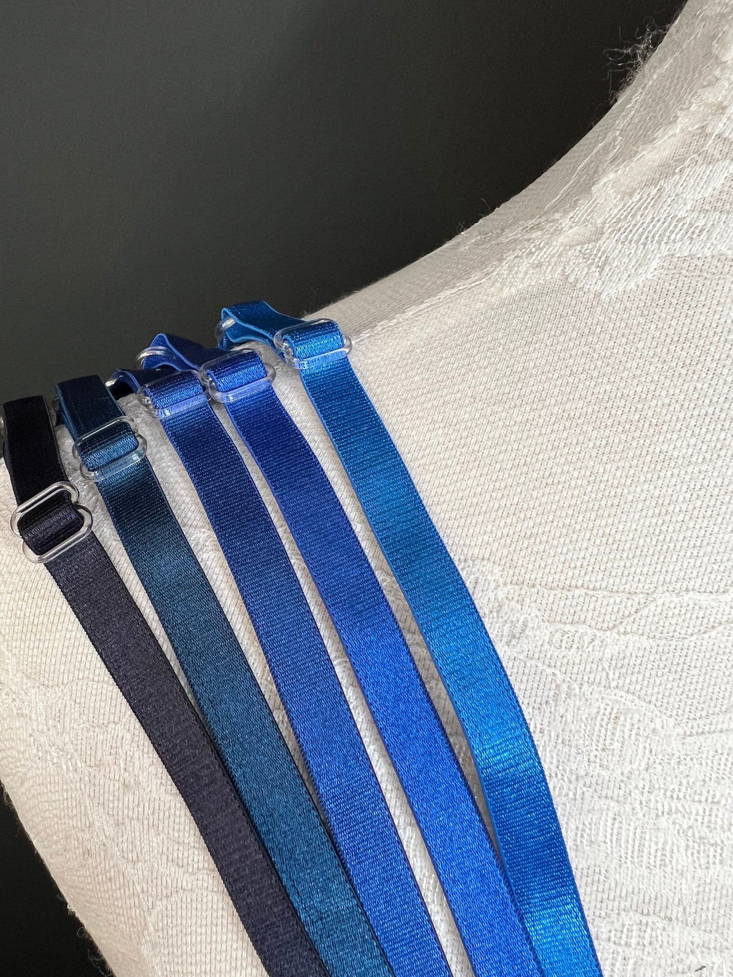 Bra Straps, Bra Elastic, Sewing Bra Straps, 82 Colours, Adjustable, Sew on, Lingerie, 6mm, 10mm, Blue tones