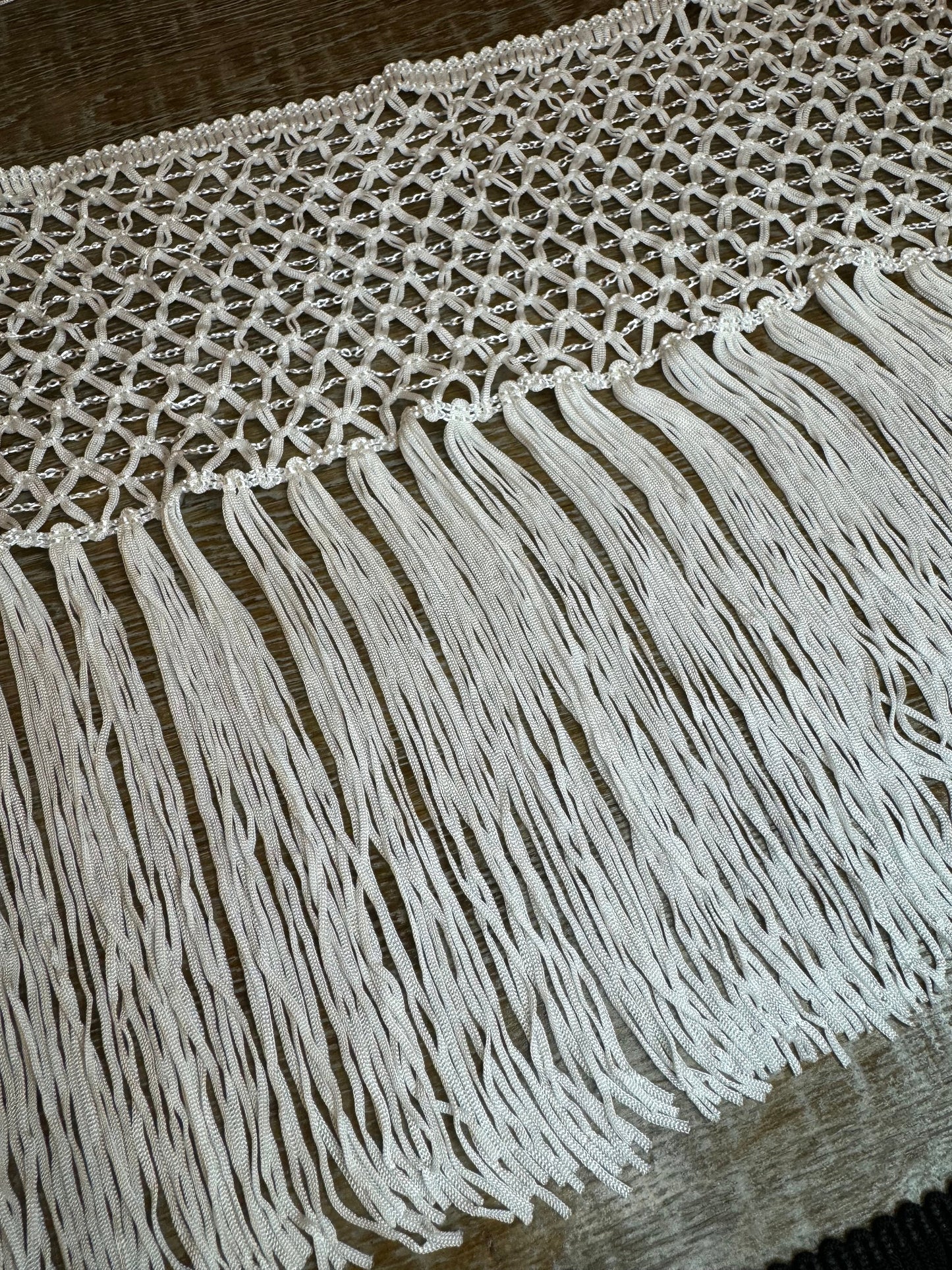 11" Rayon Fringe Trim, Black or Ivory, UK Made